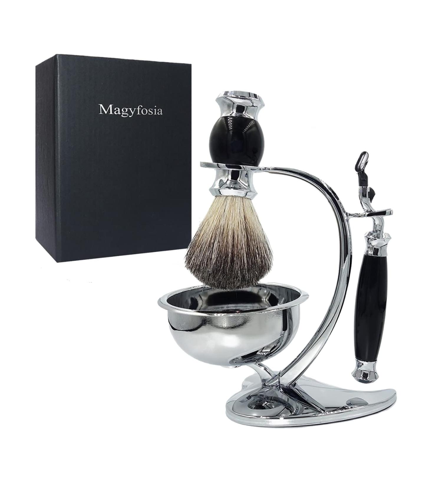 Magyfosia Razor Set for Men - Complete Fur Care Kit with Mach 3 Razors Honey-Soft Shaving Soap Heart Shape Stand & Perfect Birthday Gift - Buy Online on GoSupps.com