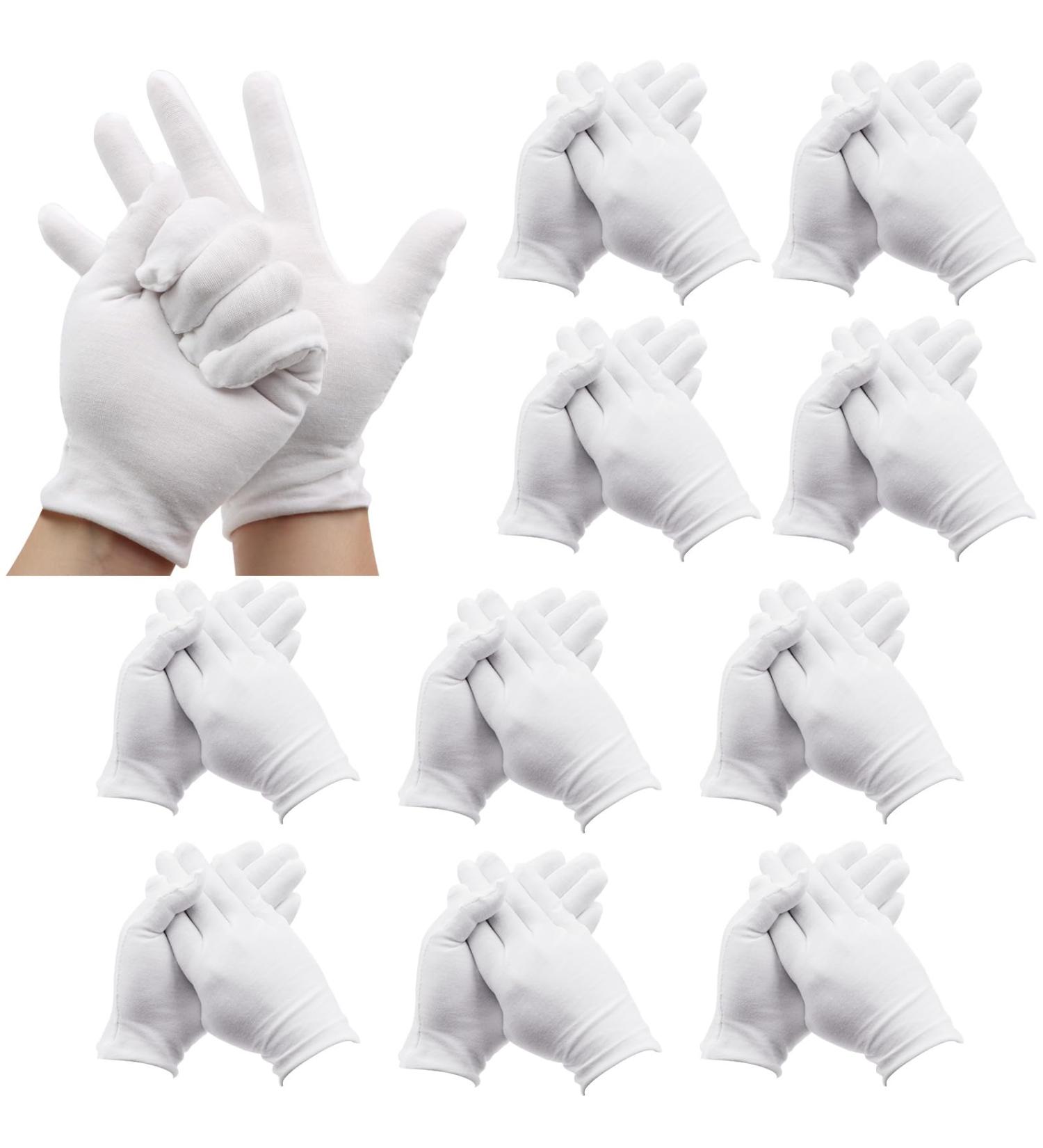 Vegcoo 11 Pairs of 100% Cotton White Gloves | Soft Flexible & Reusable Protective Gloves for Dry Hands Neurodermatitis Moisturizer & Jewelry Control | International Shipping - Buy Online on GoSupps.com