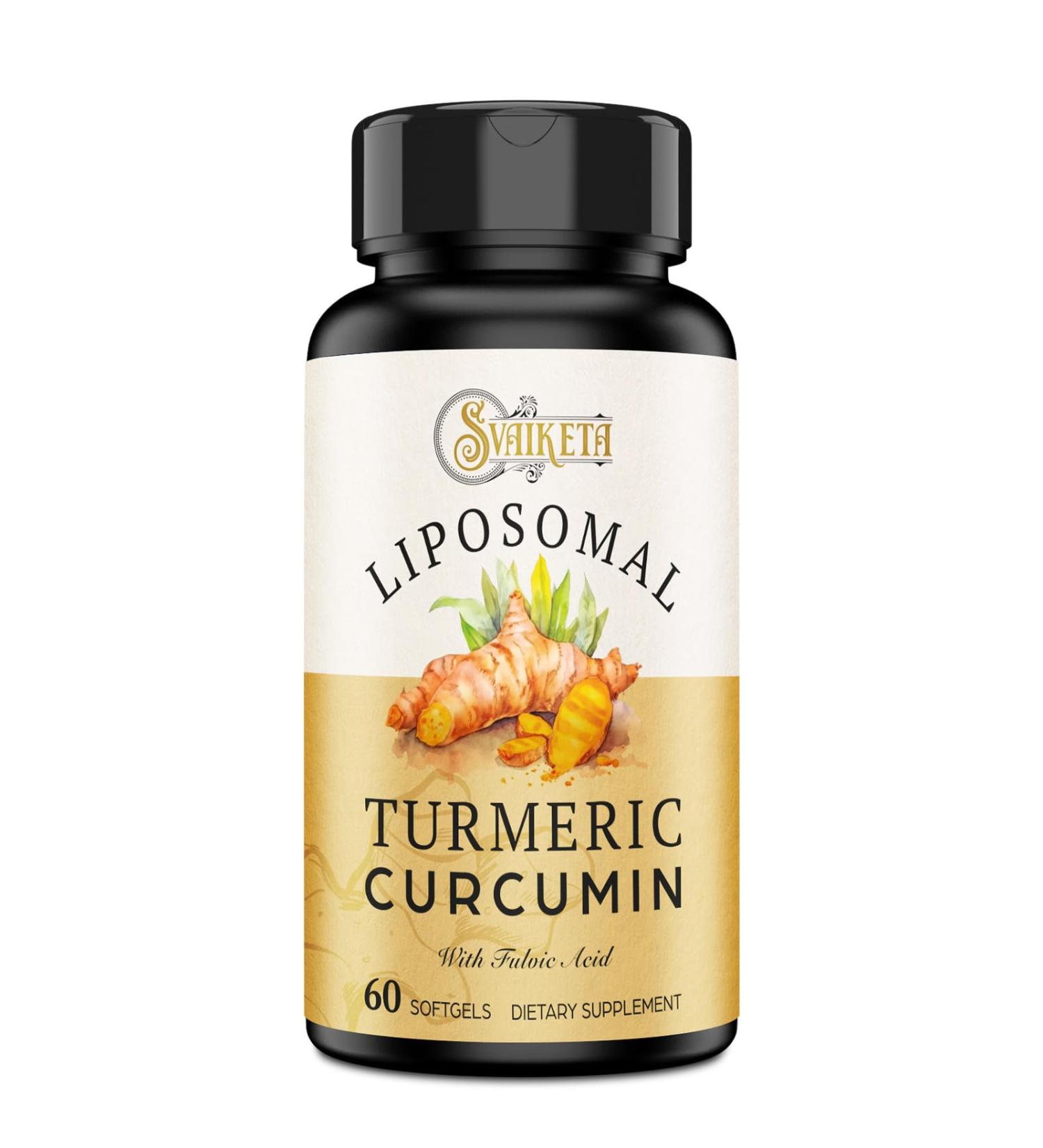 Liposomal Turmeric Curcumin Supplement 2000mg 95% Standardized Curcuminoid Extract & Organic Root Powder with Piperine Black Pepper Fruit (15mg) 60 softgels 60 Count (Pack of 1) - Buy Online on GoSupps.com