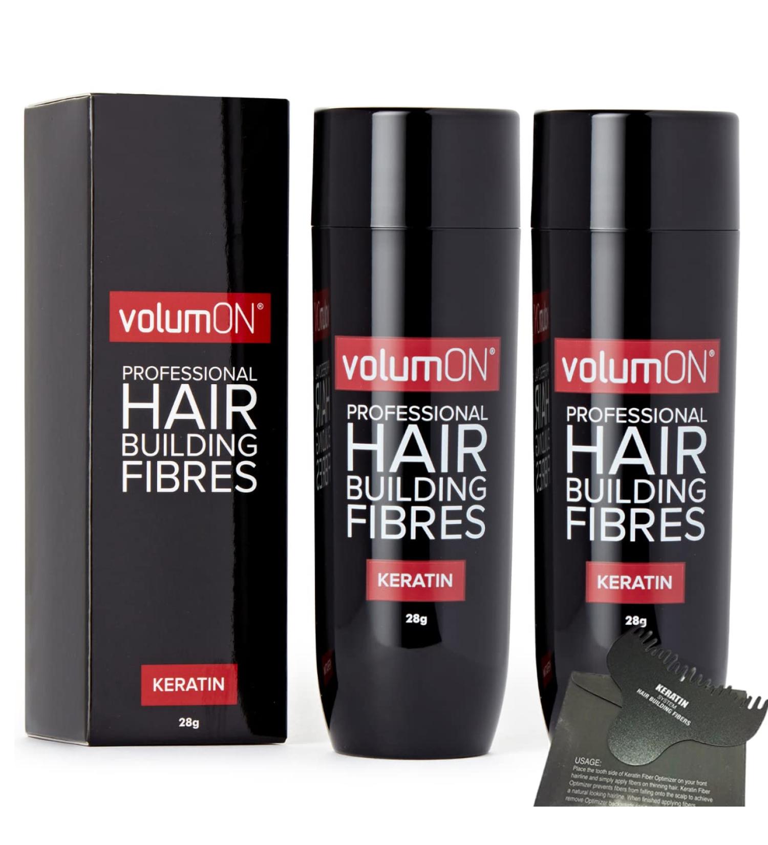 Hair Fibres x2 VOLUMON Keratin Hair Building Fibres for Thinning Hair - Instantly Conceals Thinning Areas for Fuller Thicker Hair - For Men & Women 28g x2 (Medium Brown) - Buy Online on GoSupps.com