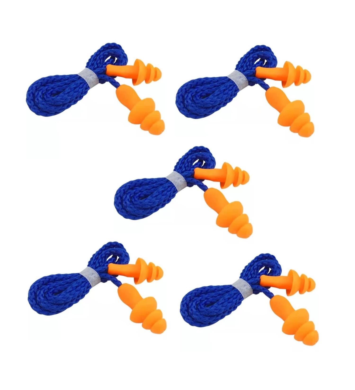 5 Pairs Reusable Silicone Earplugs with String - Noise Cancelling Ear Plugs for Sleep & Hearing Protection - International Shipping - Buy Online on GoSupps.com