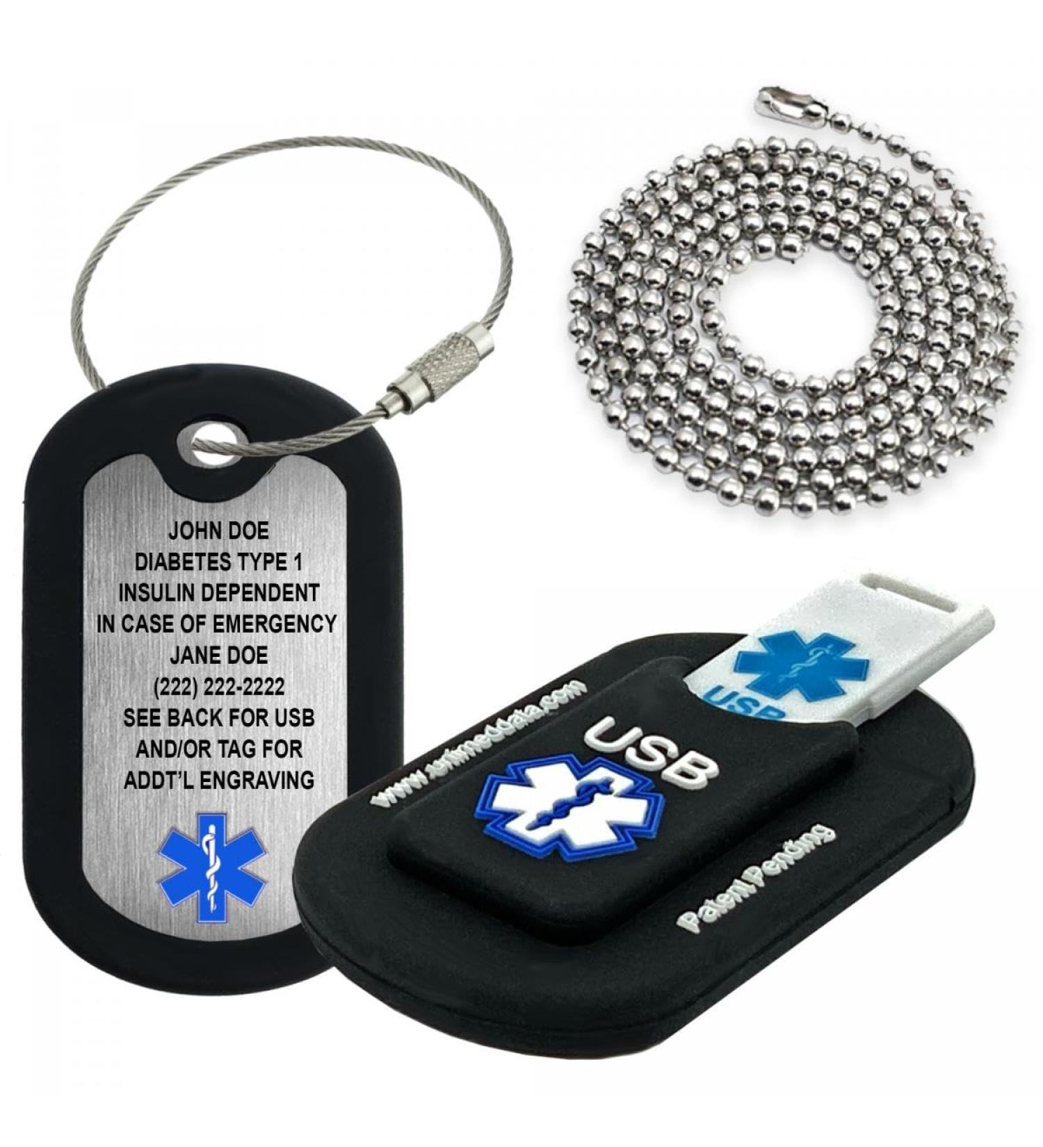 Informer Medical Alert Dog Tag - Custom Engraved Stainless Steel with 2GB USB & PHR Access | International Shipping Available - Buy Online on GoSupps.com