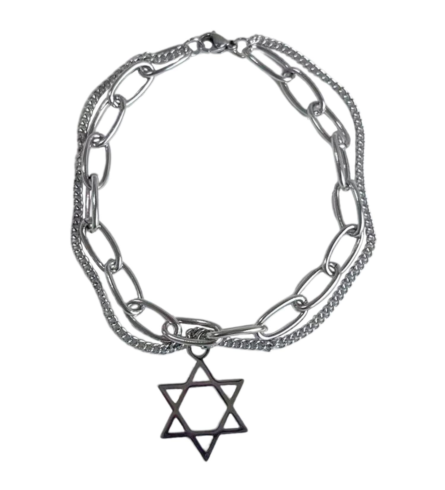 Oralgo Double-Lying Star-Trailer Bracelet | Modern Adjustable Stainless Steel Wrist Jewelry for Parties | Stylish Pendant Bangle - Buy Online on GoSupps.com