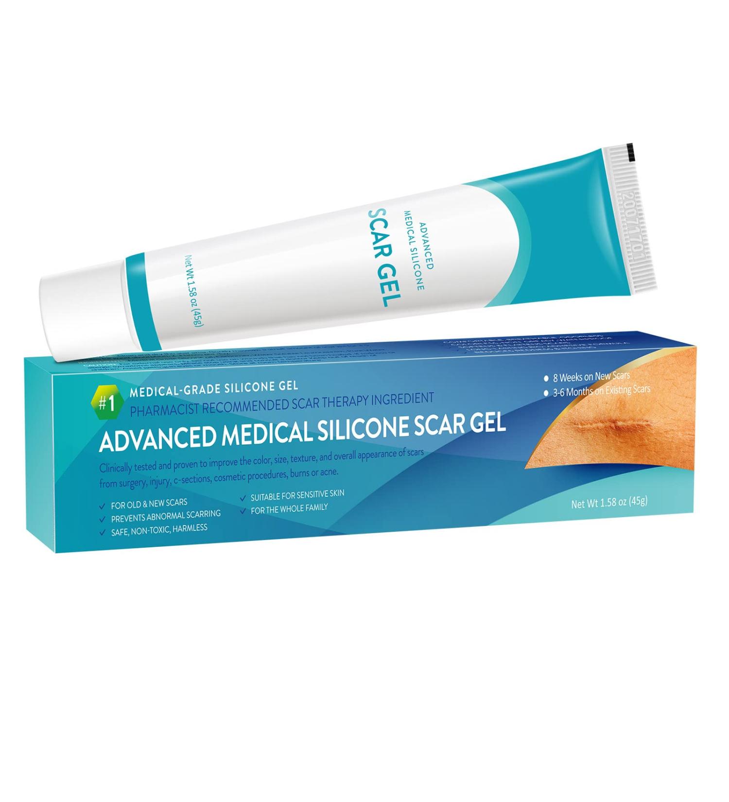 MONTE LUNA Silicone Scar Gel - Physician Formulated Scar Cream for Keloids, C-Section, Burn, Surgery, Acne - 45g - Buy Online on GoSupps.com