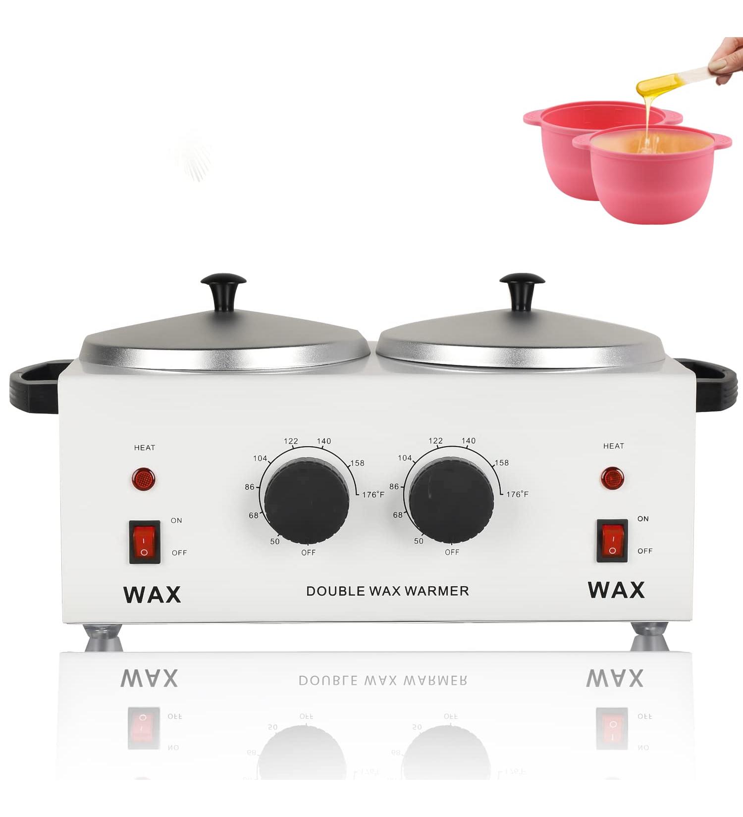 Double Wax Warmer For Hair Removal Waxing Kit For Women & Men Hard Wax Kit Wax Machine For Hair Removal Dual Wax Pot Warmer Professional Adjustable Temp Waxing Kit For Full Body Facial Home Salon (White - Double Pot) - Buy Online on GoSupps.com