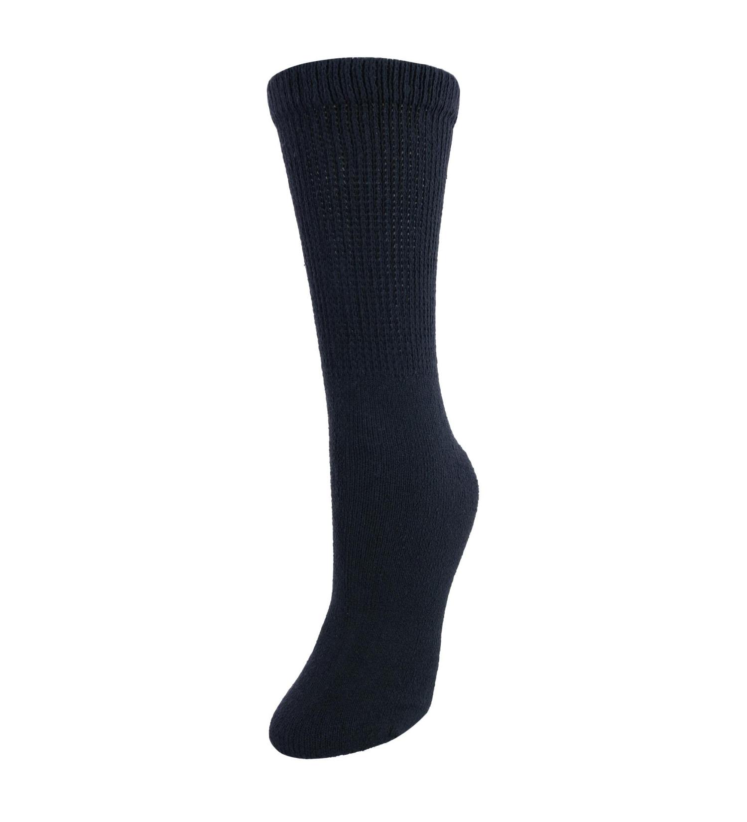 CTM Women's Cushioned Diabetic Crew Socks (3 Pair Pack) One Size Black