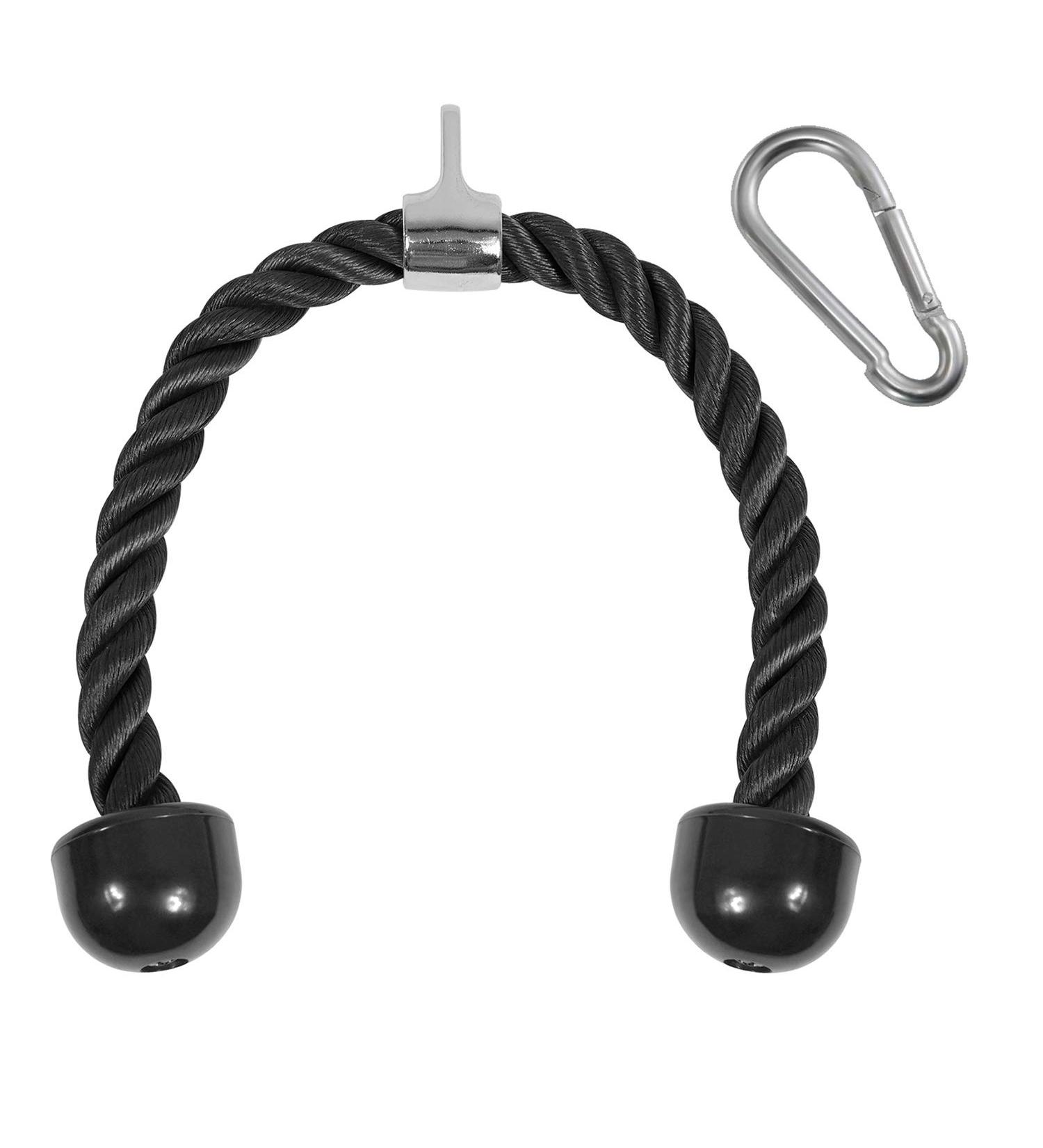 Yes4All Deluxe Tricep Rope Cable Attachment 27 inch Black | Gym Exercise Machine Attachment with Carabiner - Buy Online on GoSupps.com