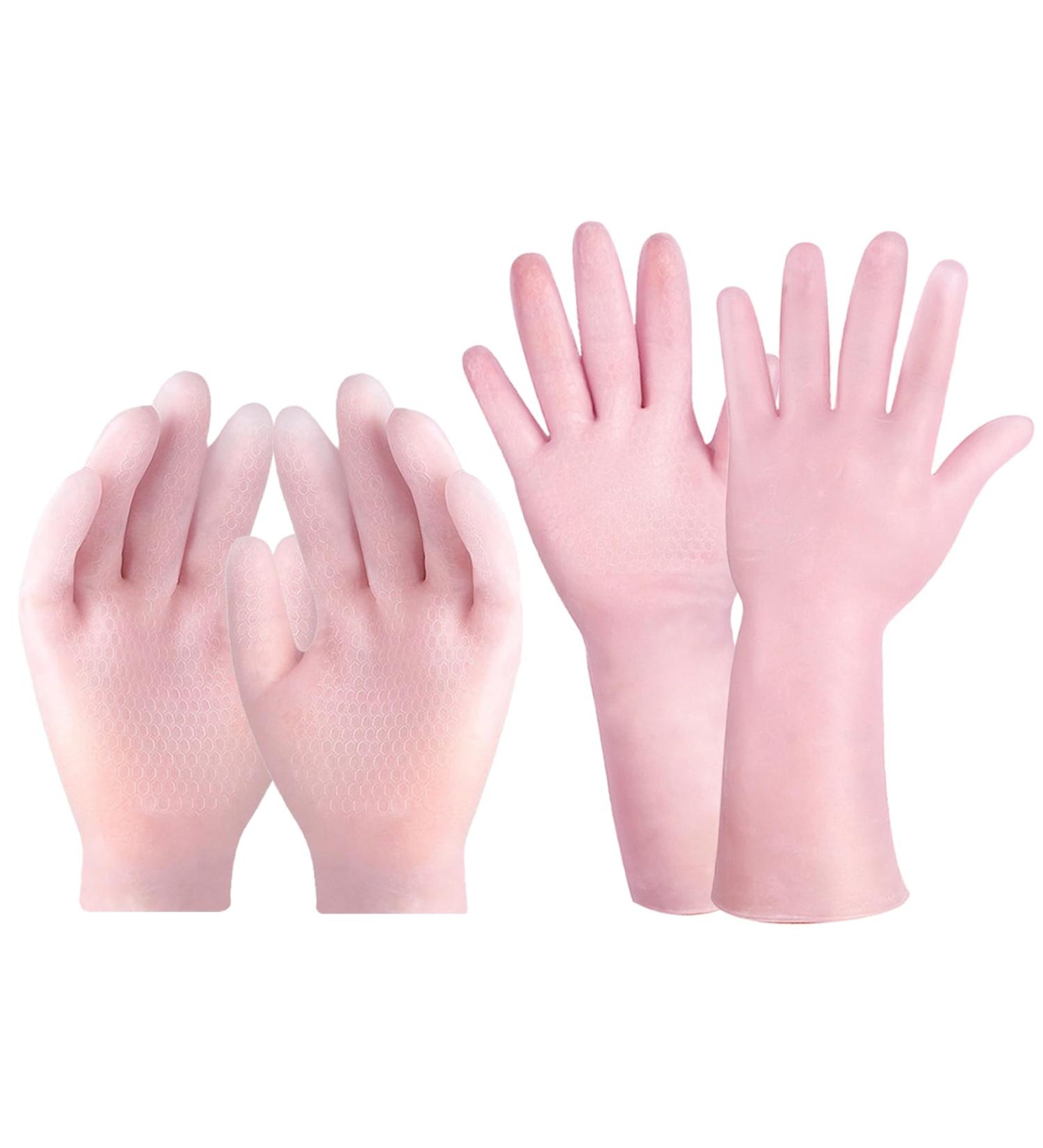 Moisturizing Gloves Overnight 2 Pairs Soft Silicone Gloves Non-Slip Palm for Repairing Dry Cracked Aging Hands Eczema and Softening Rough Skin - Buy Online on GoSupps.com