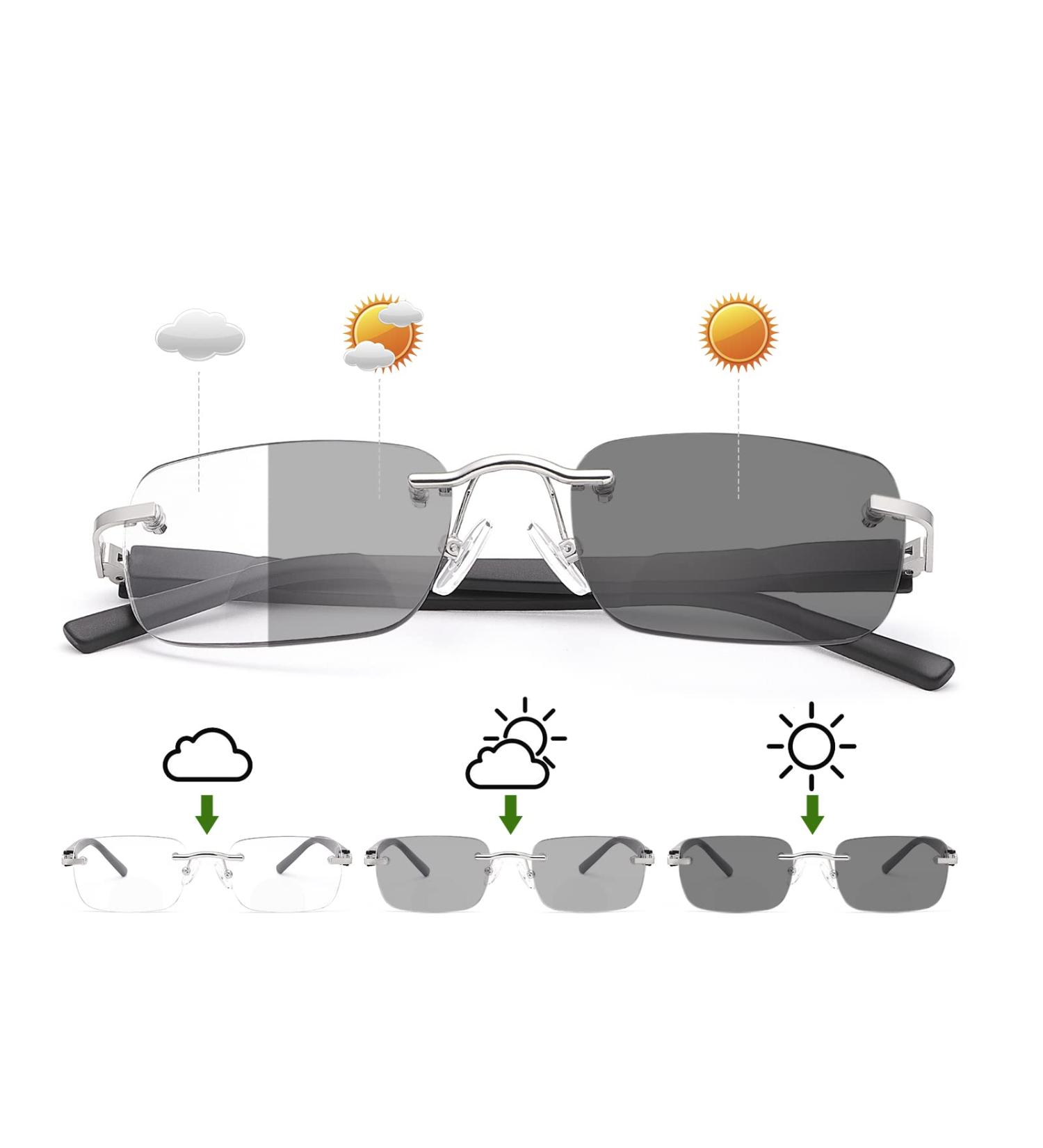 Devirld Photochromic Bifocal Reading Glasses | UV400 Spring Hinge | Blue Light Filter | Men's Outdoor & Gaming Glasses - Buy Online on GoSupps.com