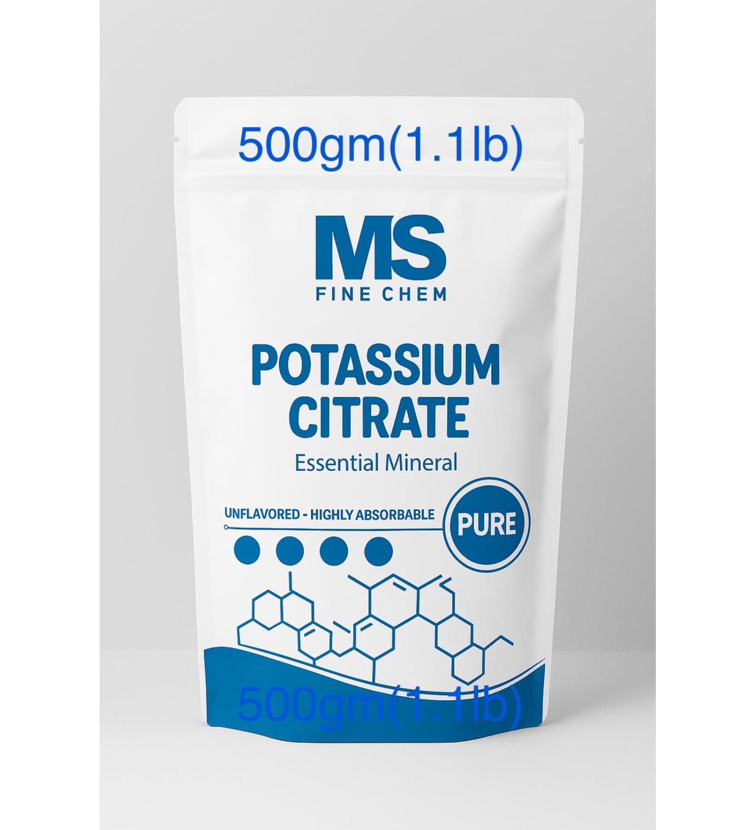 Potassium Citrate Powder Essential Electrolyte Supplement for Hydration & Mineral Balance Vegan Friendly Supports Heart Joint & Immune Health 500 g 1.1 Ounce (Pack of 1) - Buy Online on GoSupps.com