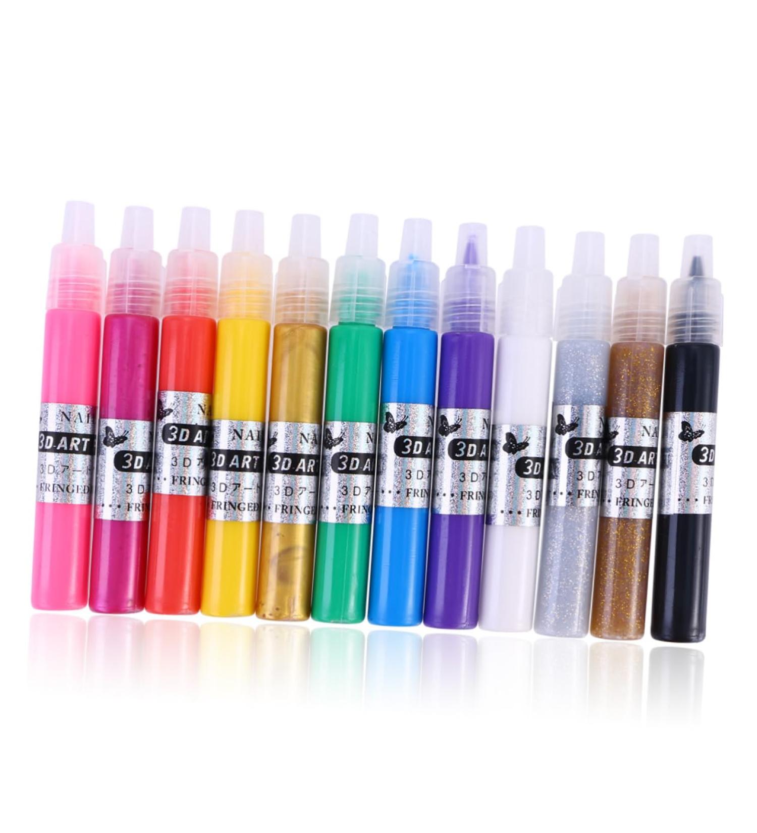 FRCOLOR 3d Nail Painting Kit 12 manicure 3D Nail Art DIY Polish Pen pen kit coating three-dimensional 3d Paint pen set nail paint pens for nail art carved pen Nail supplies nail gel - Buy Online on GoSupps.com