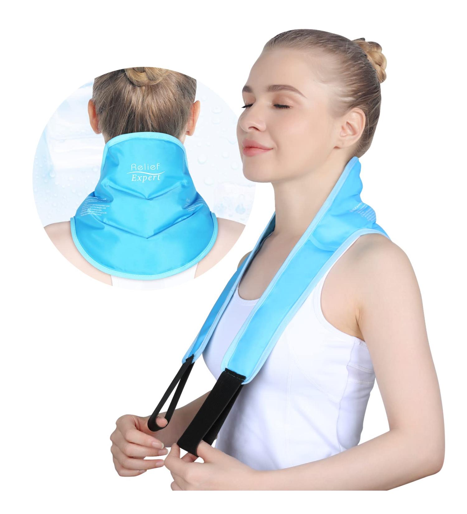 Relief Expert Neck Ice Pack Wrap - Reusable Gel Cold Compress for Neck Injuries with Straps for Pain Relief and Cervical Support - Buy Online on GoSupps.com