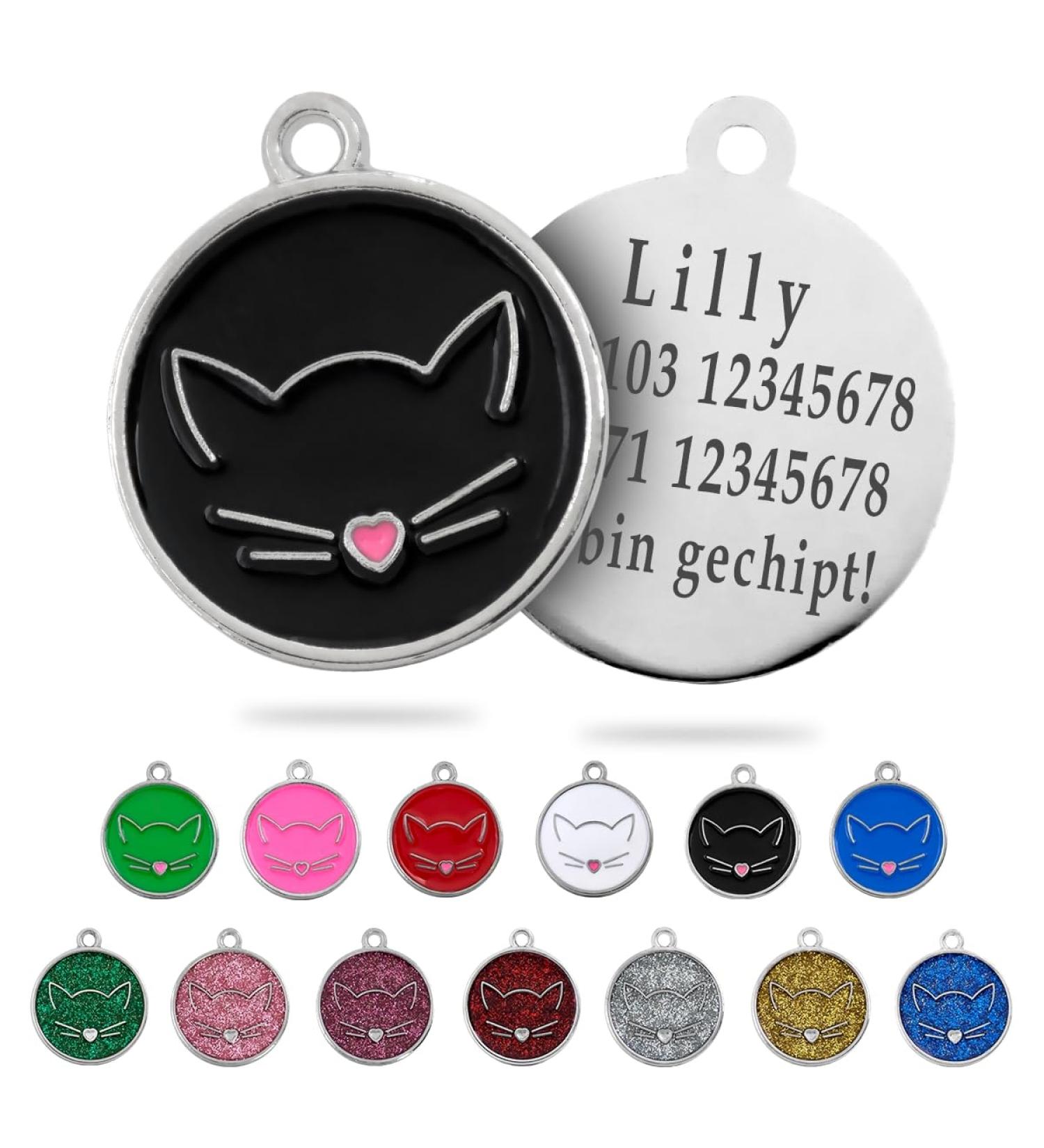 Personalized Cat Collar for Medium to Large Cats - Ibera Gifts Engraved Name & Address - Round Shape Cat Necklace (Black) - Buy Online on GoSupps.com