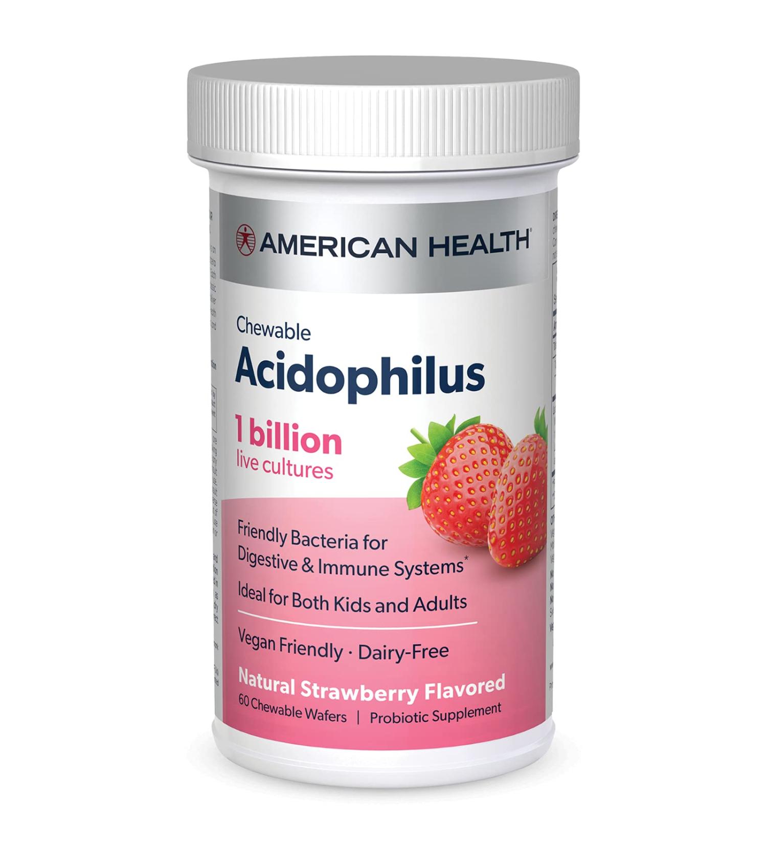 Buy American Health Chewable Acidophilus - Strawberry Flavor, 60 Wafers - Buy Online on GoSupps.com