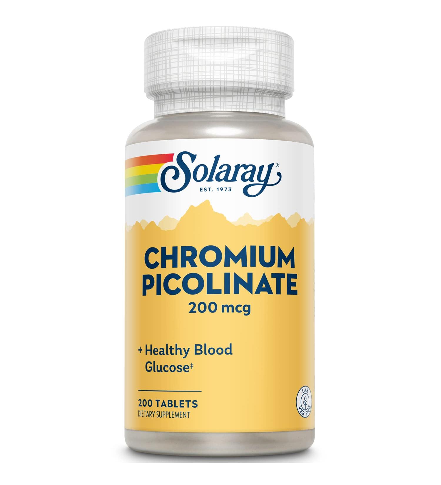 Solaray Chromium Picolinate Tablets, 200 mcg | 200 Count