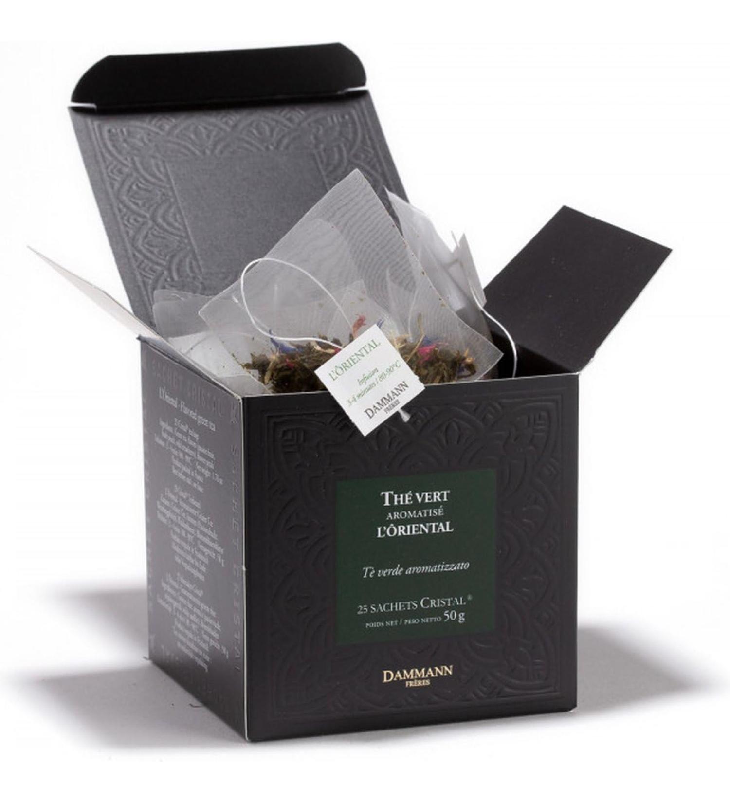 Dammann Fr res - Th Vert "L'Oriental" Ar mes Fruit de la Passion P che de Vigne & Fraise des Bois (25 Sachets Cristal 50g) 50 g (Lot de 25) - Buy Online on GoSupps.com