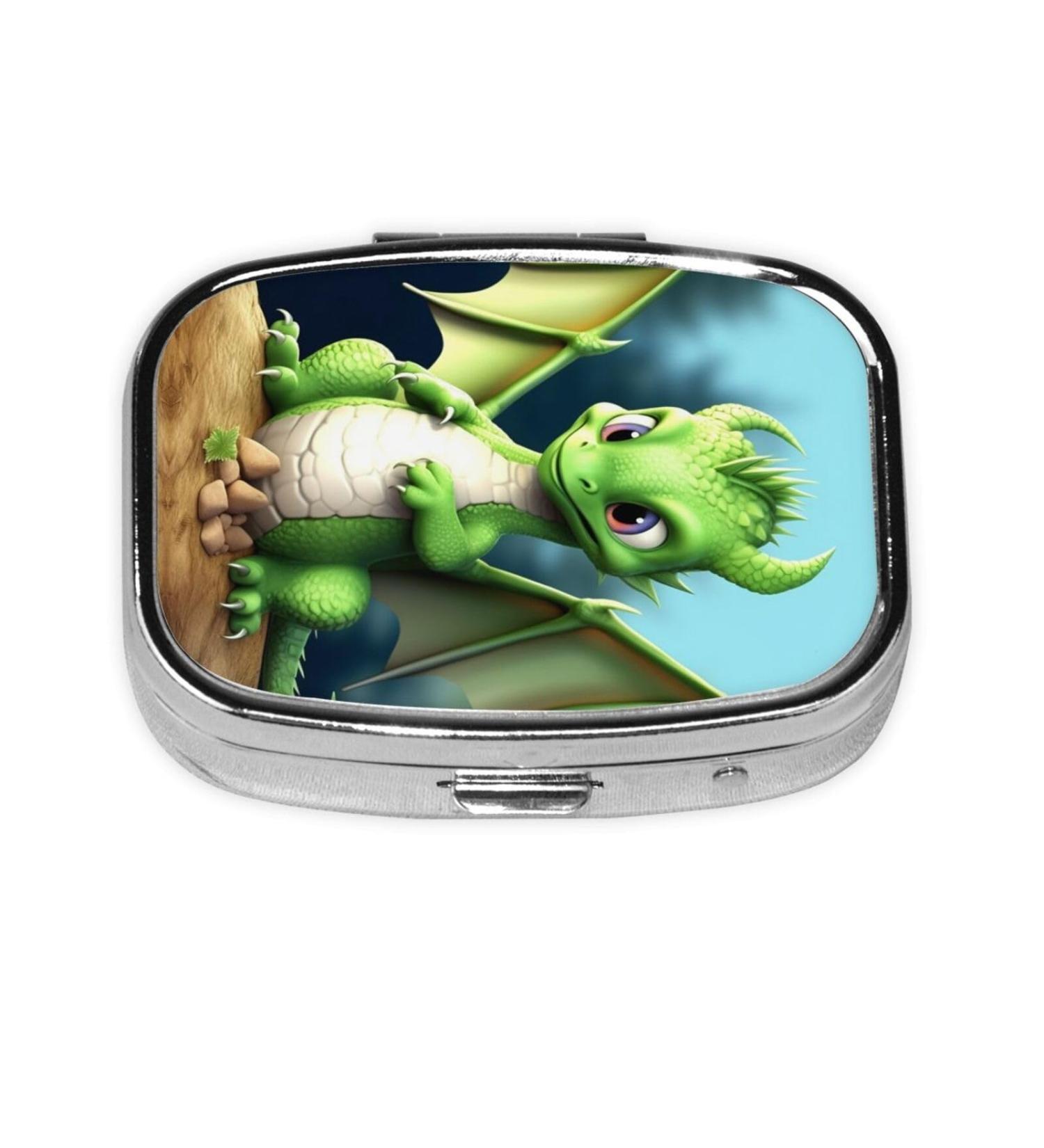 Dragon Cute 2 Compartment Pill Case | Travel Pill Organizer & Gift Small Pill Box for Purse & Pocket - Buy Online on GoSupps.com