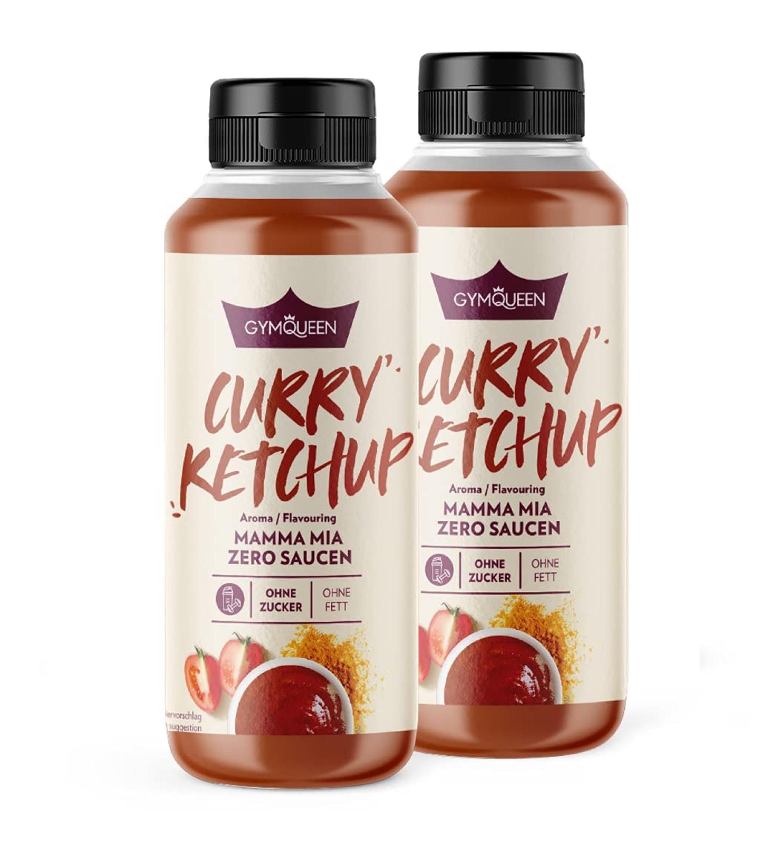 Gymqueen Mamma Mia Zero Sauce 2x265ml Low-Calorie Fat-Free Sugar-Free Vegetarian Curry Ketchup for Dishes & Salads - Buy Online on GoSupps.com