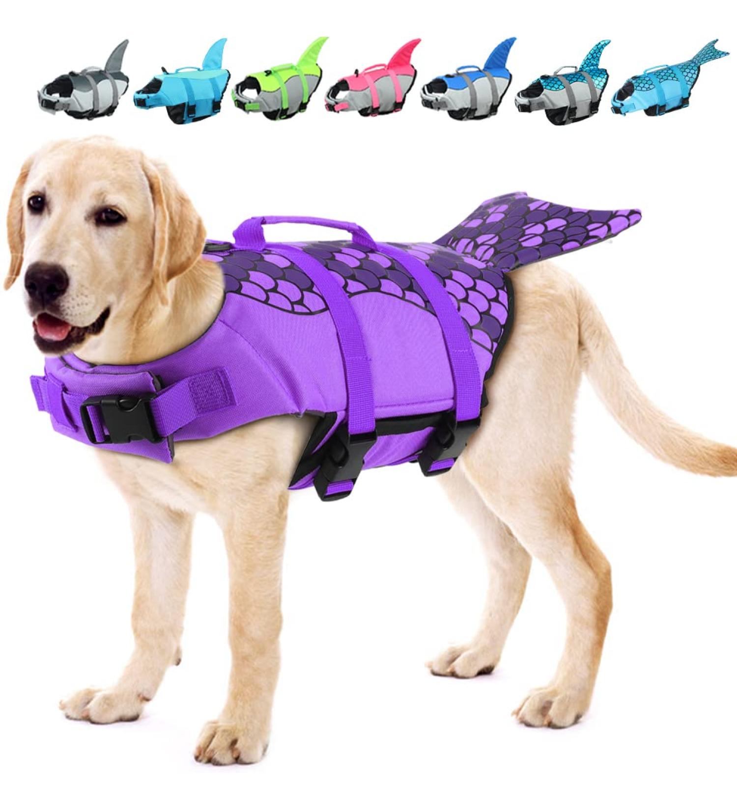 Emust Dog Vest for Swimming & Boating - High Buoyancy Ripstop Life Jacket for Small & Medium Breeds - Purple Mermaid (M) - Buy Online on GoSupps.com