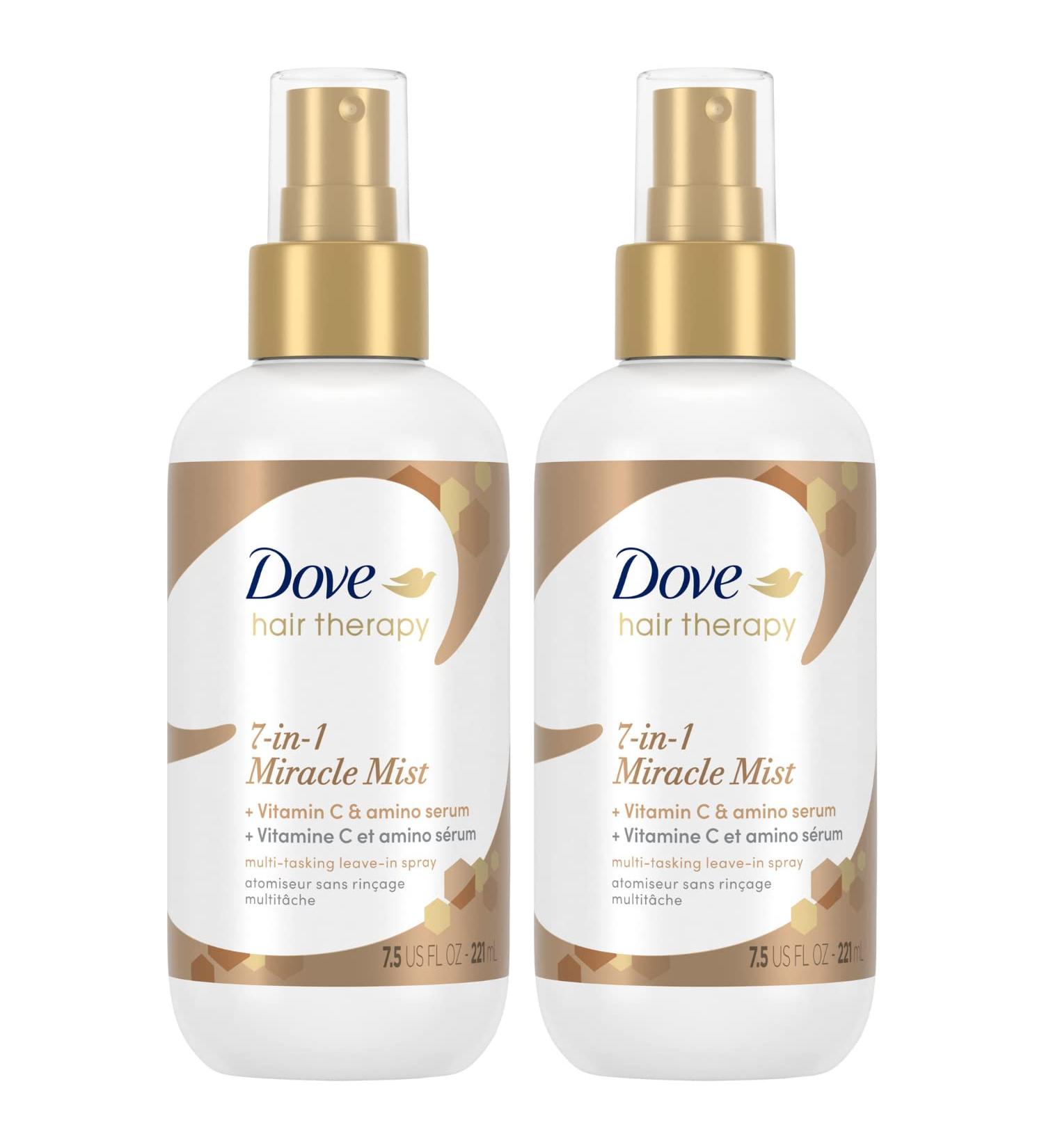 Dove 7-in-1 Miracle Mist for Women - Anti Frizz Detangler Shine Enhancer Vitamin C Repair Treatment for Damaged Hair Leave In Conditioner 7.5 Fl Oz (Pack of 2) - Buy Online on GoSupps.com