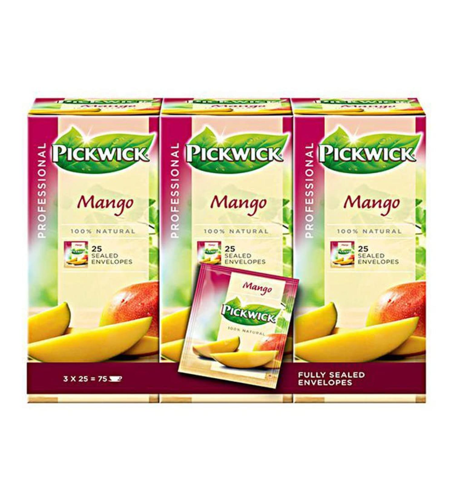 Douwe Egberts Pickwick Pack of 3 Professional Mango Tea Bags of 1.5g Vacuum Packed (Mango Flavored Black Tea)