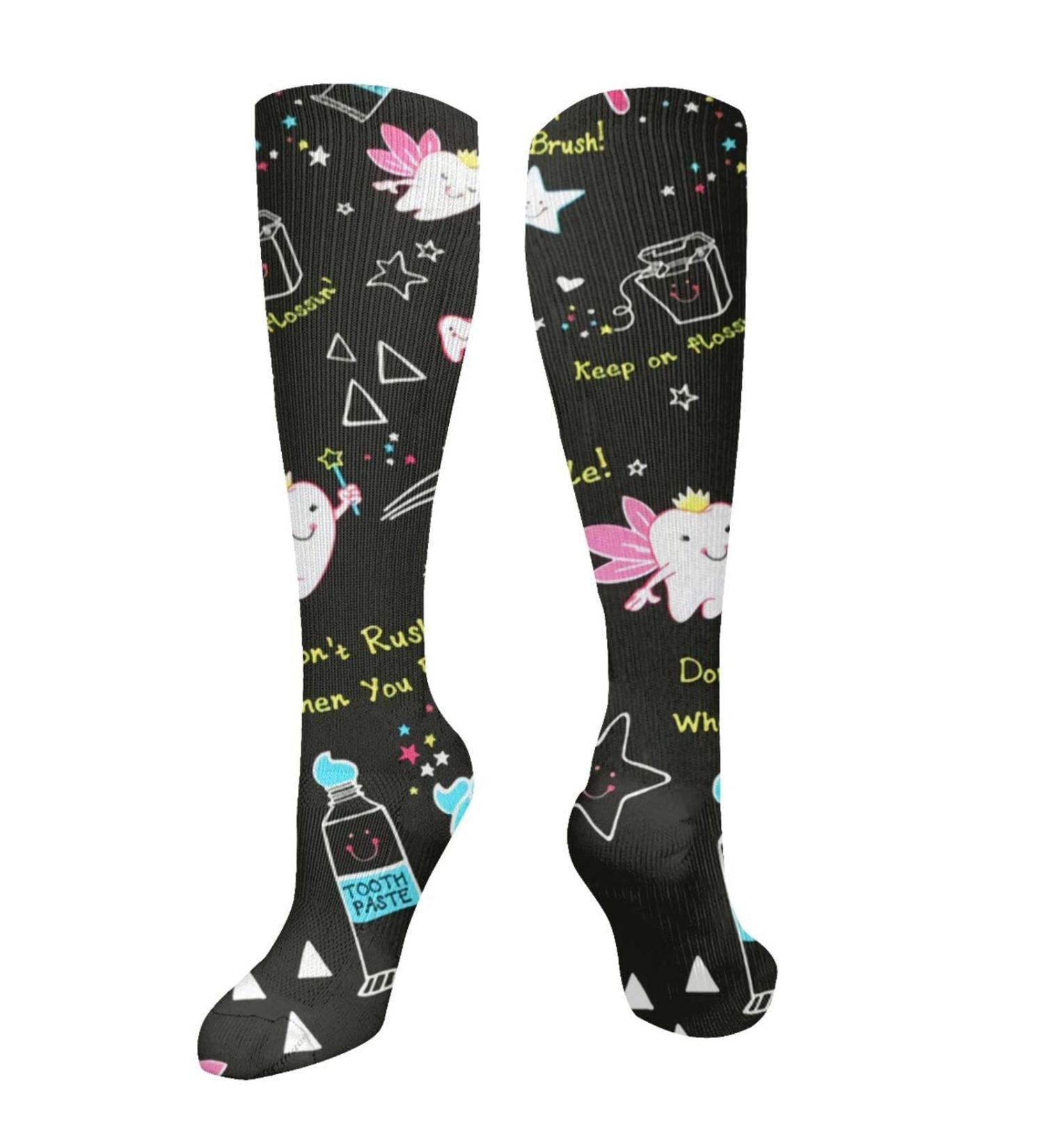 Dental Hygienist Compression Socks 15-20 mmHg for Men & Women - Best Support for Running & Cycling - White One Size - Buy Online on GoSupps.com