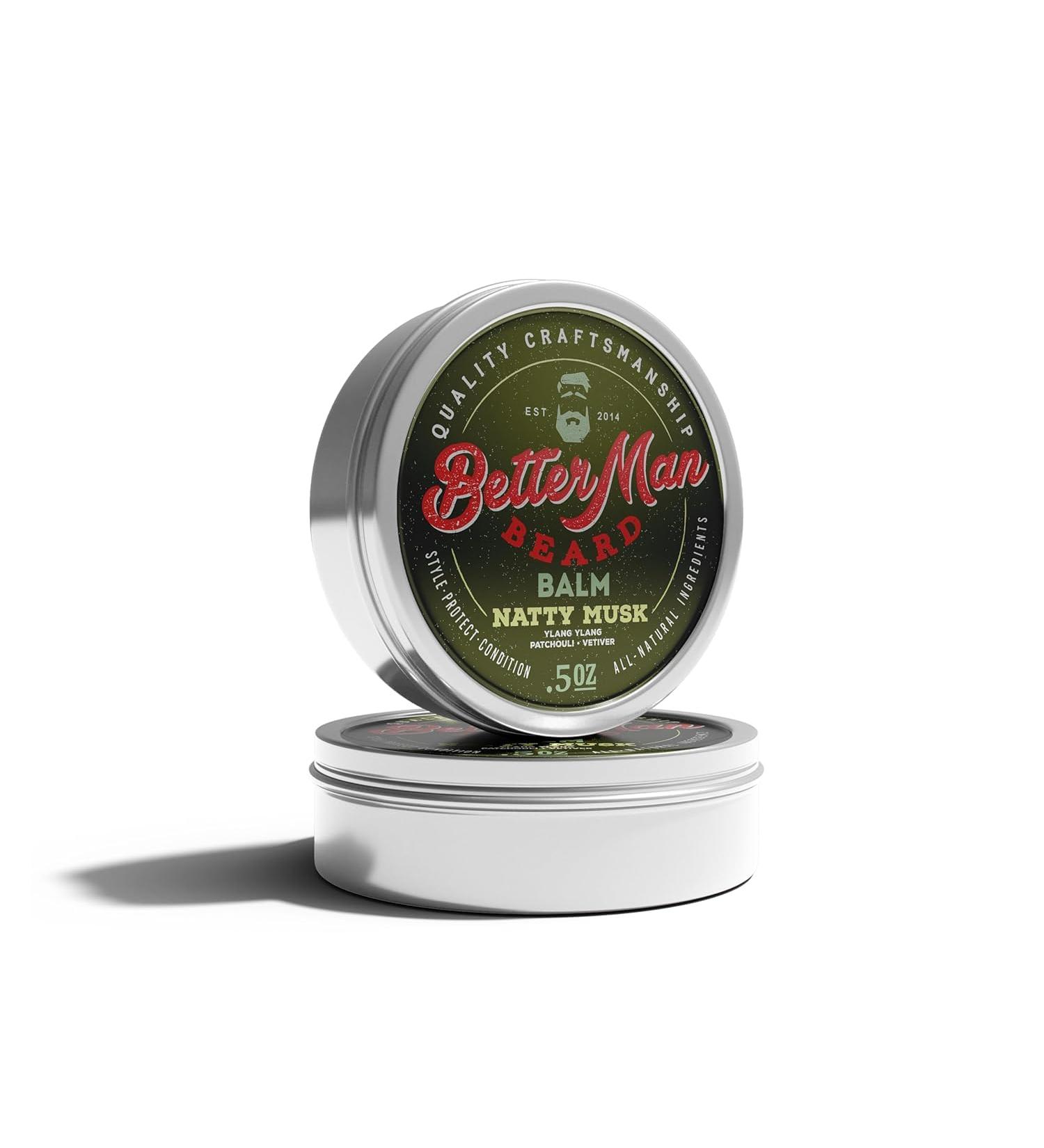 Better Man Beard Natty Musk Beard Balm - All-Natural Moisturizing 2 oz | Therapeutic Essential Oils 100% Natural Formula - Buy Online on GoSupps.com