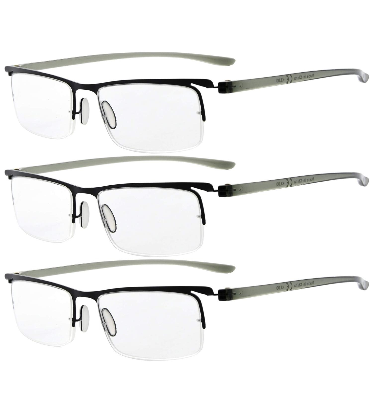 Eyekepper 3 Pack Lightweight Half Rim Reading Glasses for Men & Women - Black +1.5 Diopter - International Shipping Available - Buy Online on GoSupps.com