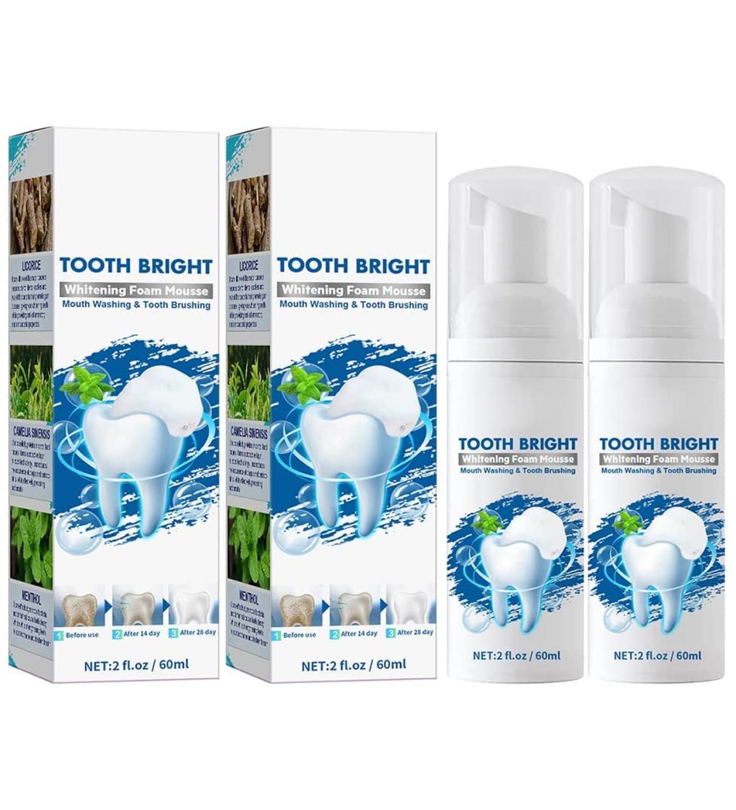 Teeth Whitening Mousse Squeeze Type Foam Toothpaste Oral Care Teeth Deep Cleaning Gums Remove Tooth Stains Fresh Mouth (2pcs) - Buy Online on GoSupps.com
