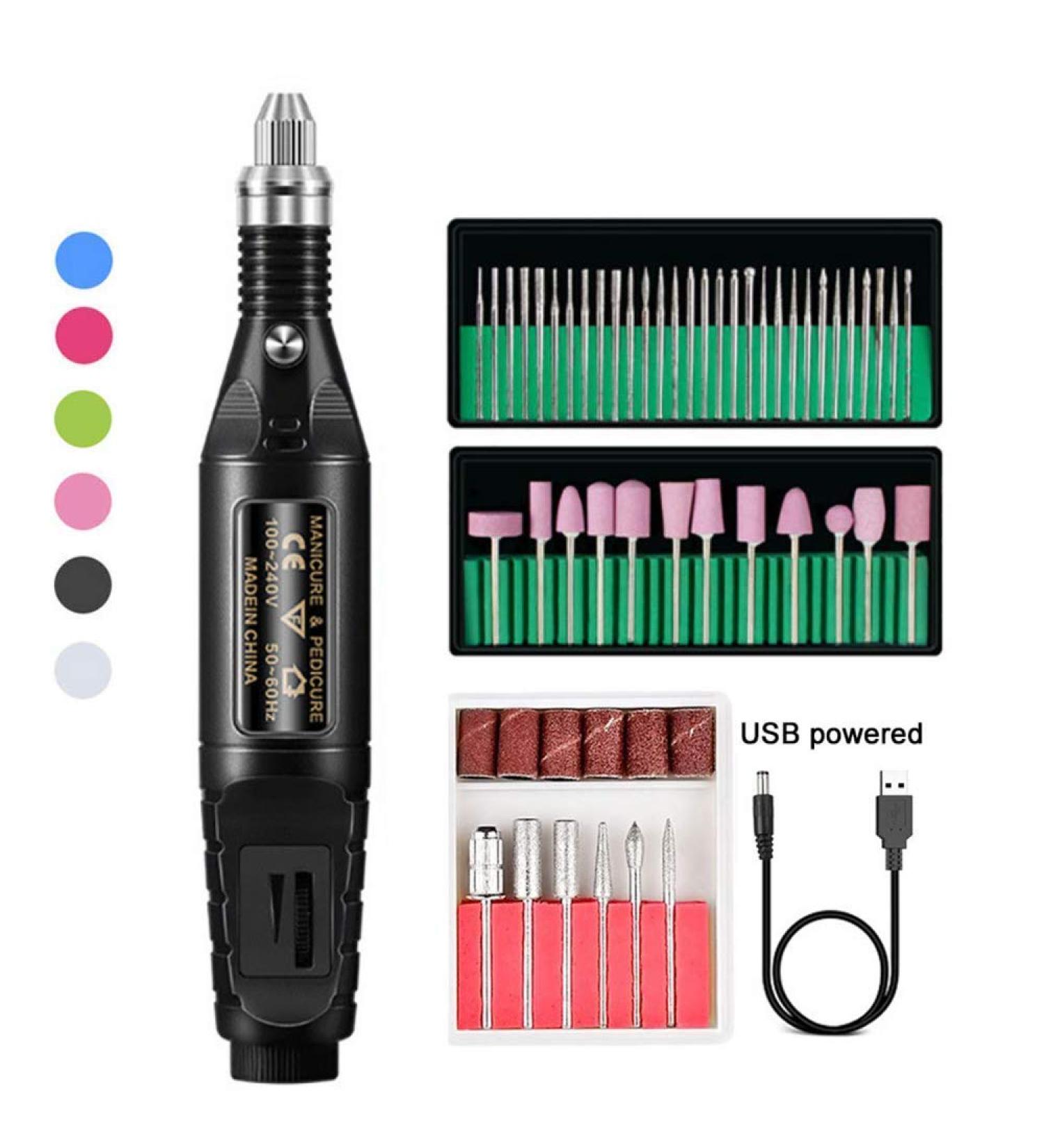 Portable Electric Nail Drill Professional Efile Electrical Nail File Kit for Acrylic Gel Nails Manicure Pedicure Polishing Shape Tools Design Home Salon Use 48Pcs Nail Drill Bits (black) - Buy Online on GoSupps.com