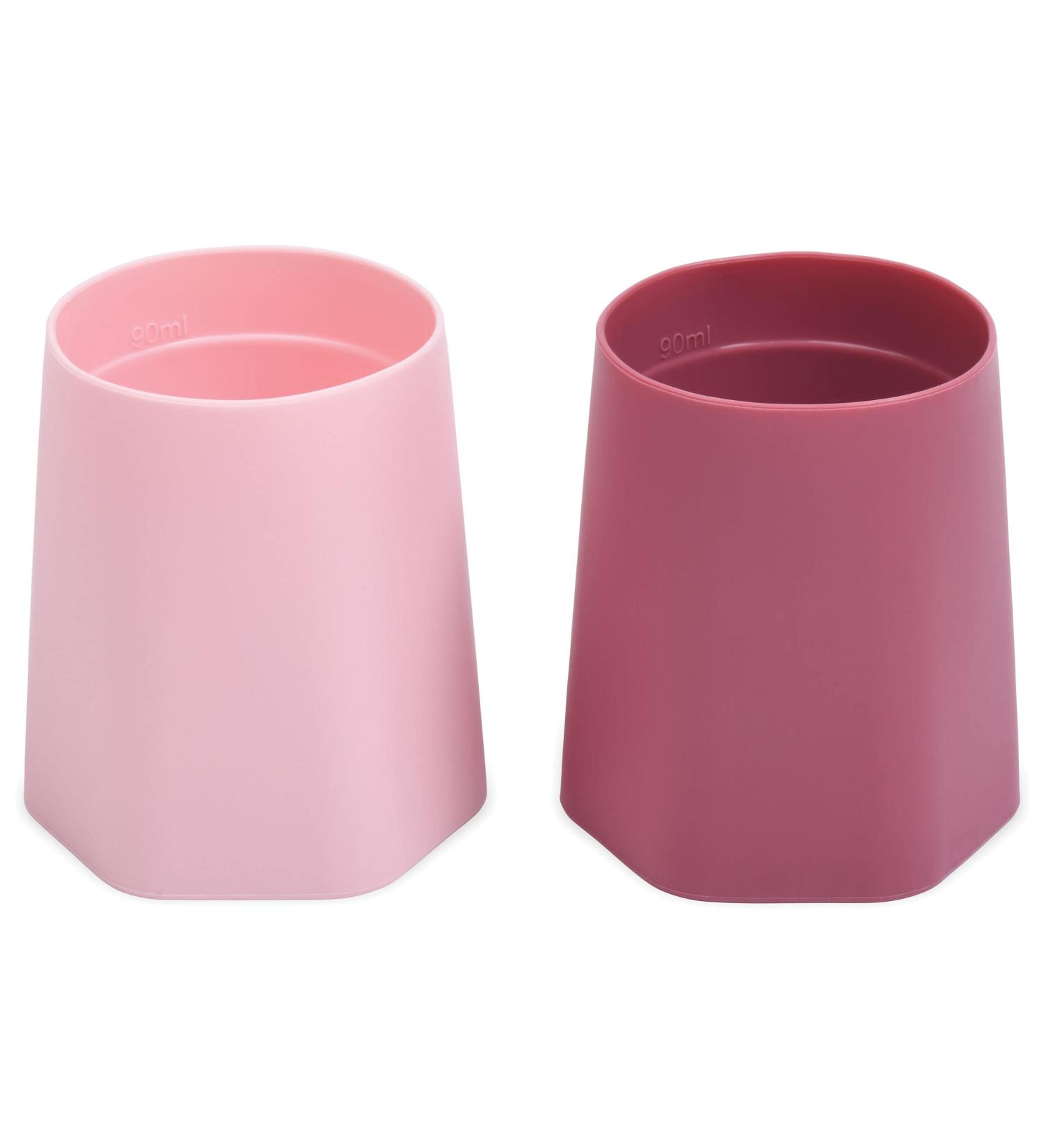 Tiny Twinkle Training Cup 2 Pack - Silicone Cups for Baby Led Weaning - Soft Open Cup for Independent Drinking (Pink Burgundy) - Buy Online on GoSupps.com