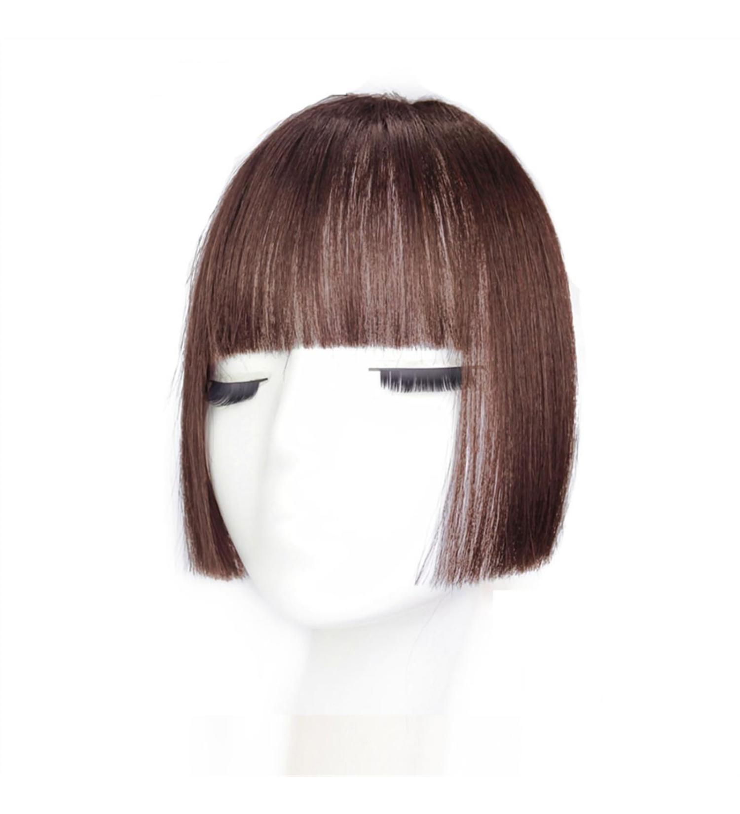 Bangs Hair Clip Synthetic Princess Cut Bangs Wig Female Bangs Hair Fake Bangs Natural Forehead Wig Piece Bangs Clip in Hair(Color:Dark brown) - Buy Online on GoSupps.com