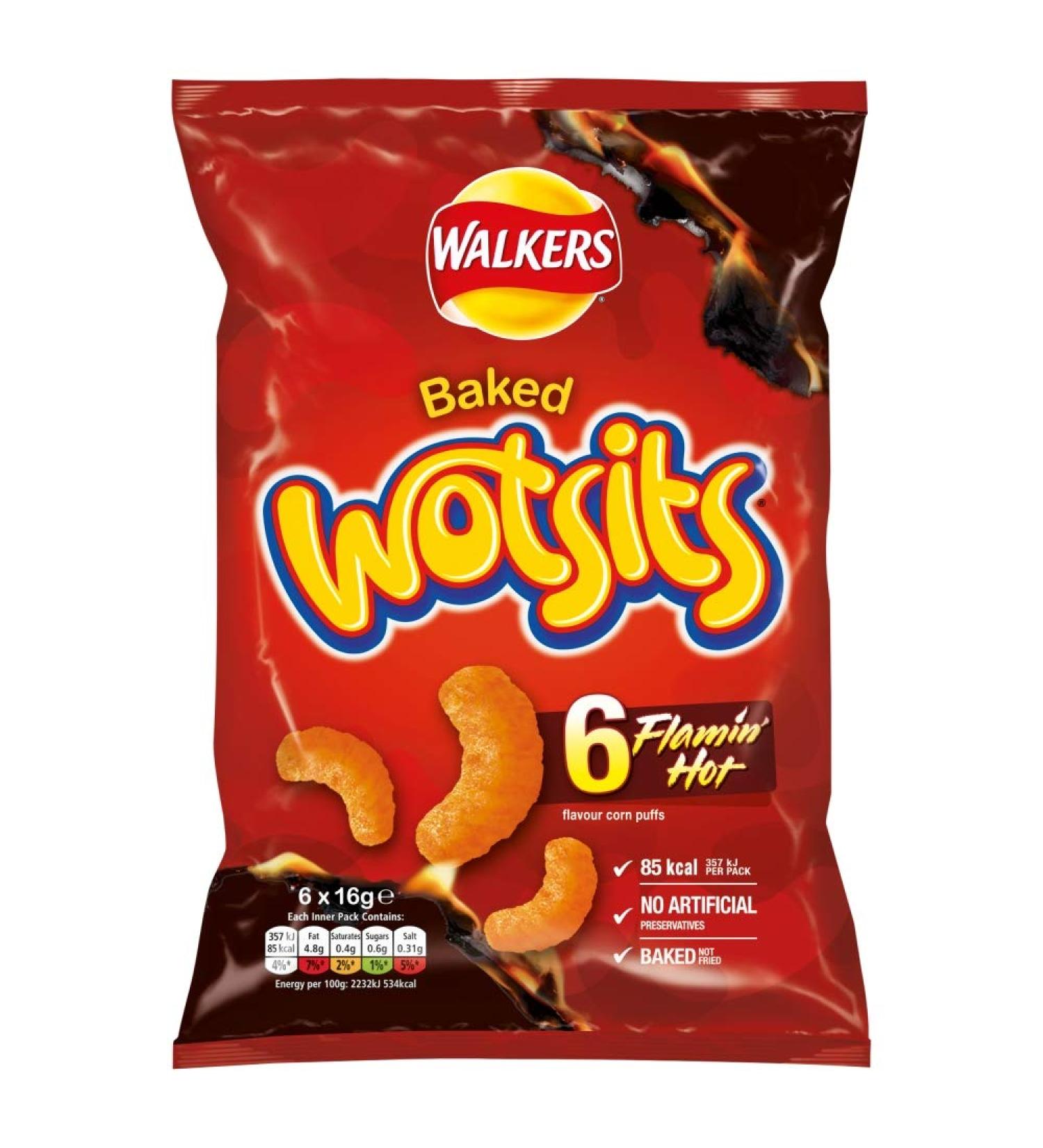 Walkers Walkers Wotsits Flamin' Hot Snacks 6 x 16 g