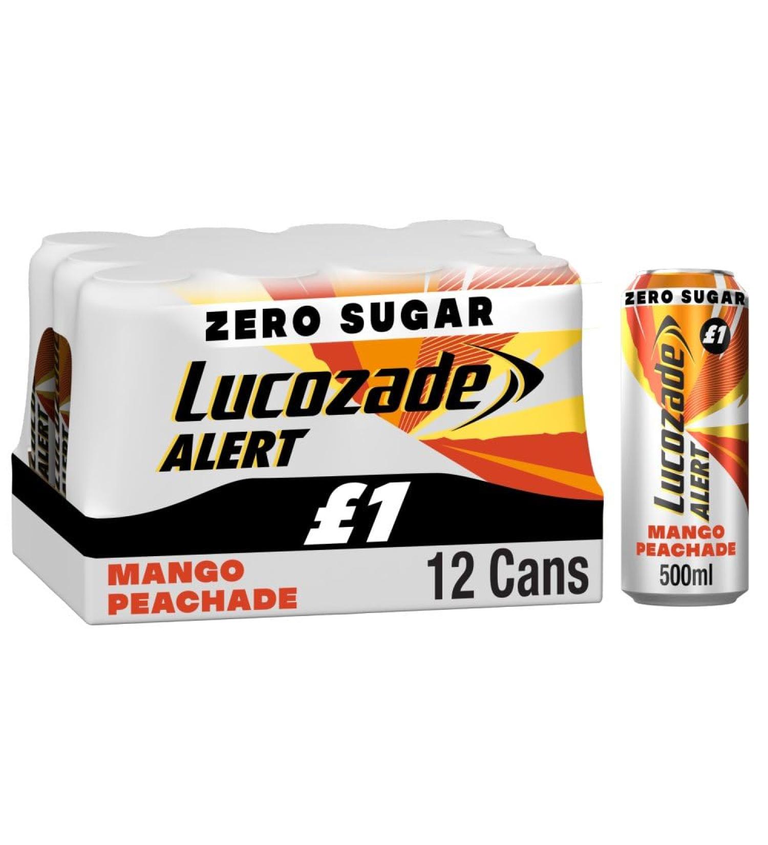 Lucozade Alert High Caffeine Energy Drink 12x500ml (Mango Peachade)