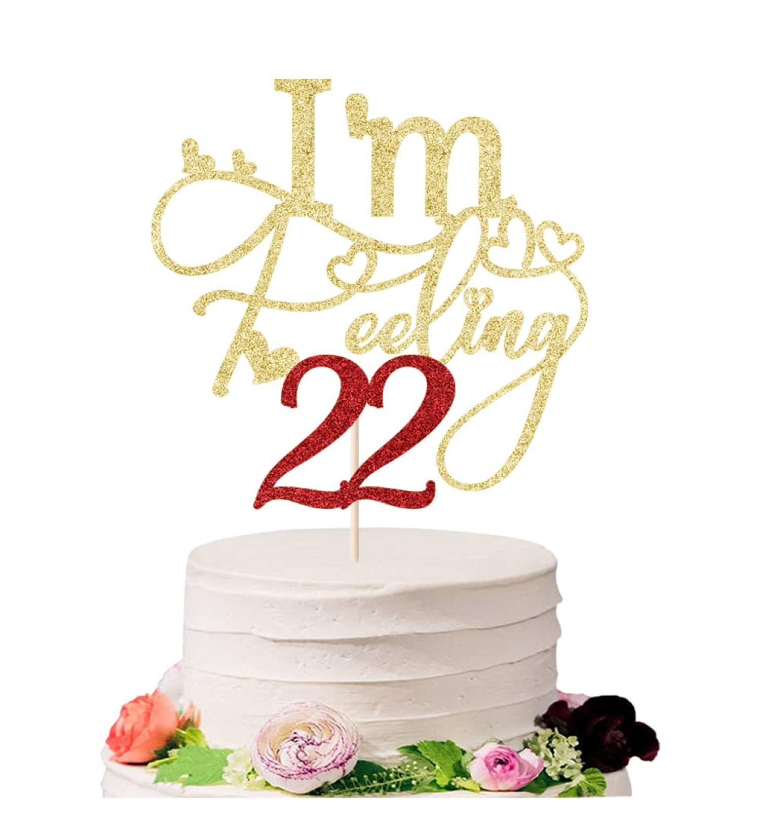Sodasos Glitter I m Feeling 22 Cake Topper 22nd Birthday Cake Topper Funny 22th Cake Topper for Men 22 Cake Topper For Women 22nd Birthday Party Decoration Suppliers (Gold and red) - Buy Online on GoSupps.com