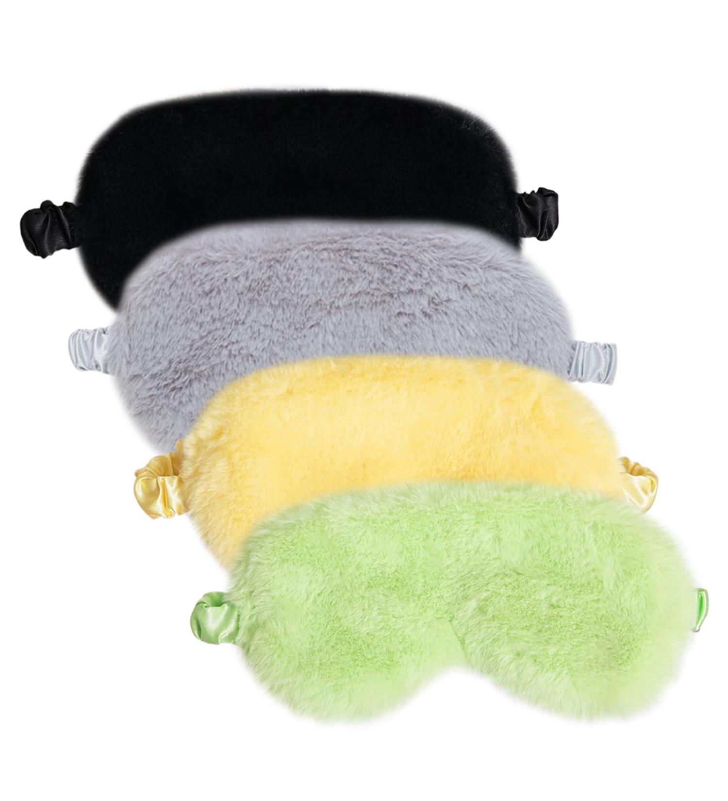 Bekecidi 4 Pack Sleeping Masks for Women Plush Eye Mask Blackout Sleep Eye Mask Kids Sleep Mask Pink Purple White Blue Sleepover Eye Masks Adjustable for Kids Adult Women Solid Color - Buy Online on GoSupps.com