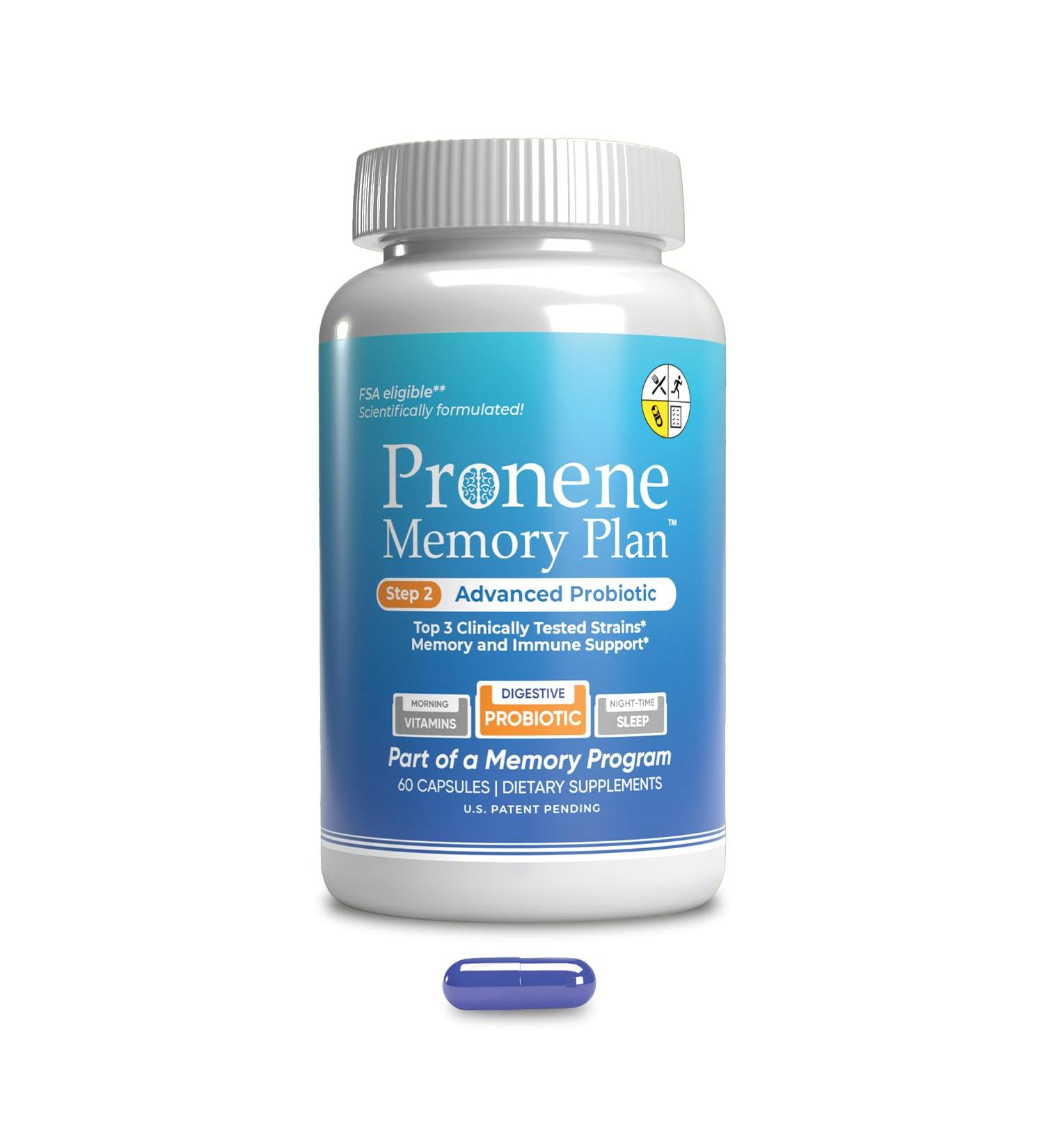 Pronene Memory Plan Advanced Probiotic | Lactobacillus, Bifidobacterium bifidum, Bifidobacterium longum | Supports Immunity, microbiome, Gut Brain axis, Memory Health (60caps) - Buy Online on GoSupps.com