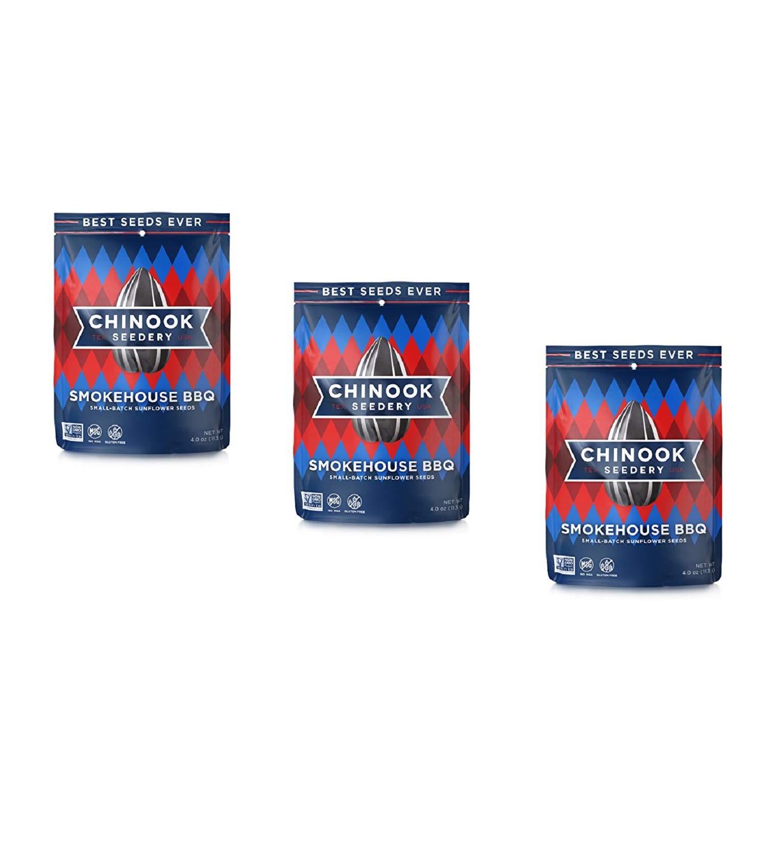 Chinook Seedery Sunflower Seeds Smokehouse BBQ ~ 3 pack Smokehouse Bbq 4 Ounce (Pack of 3)