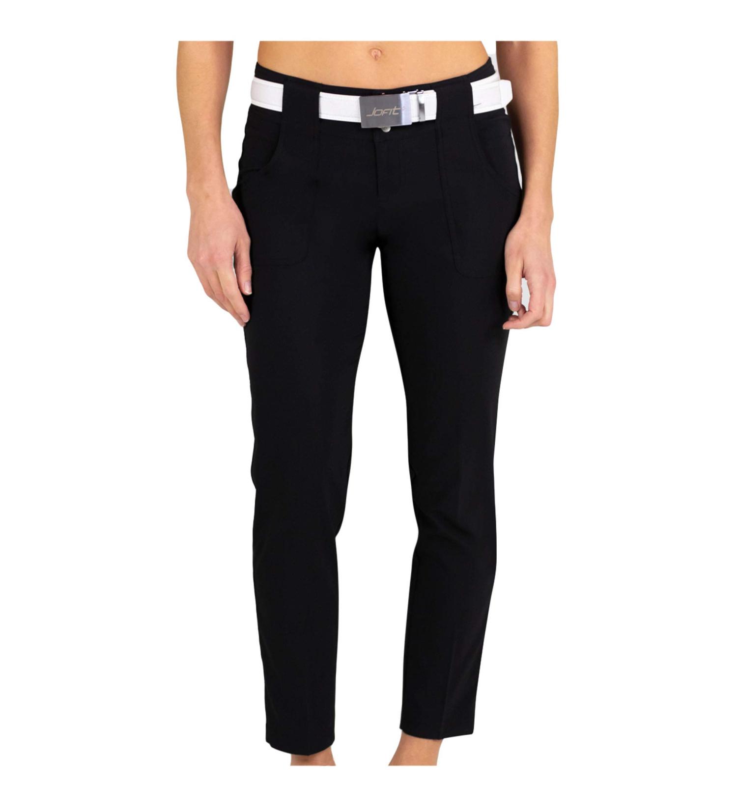 Jofit Womens Athletic Clothing Belted Cropped Ankle Pant for Golf & Tennis - Black Size 4 - Buy Online on GoSupps.com