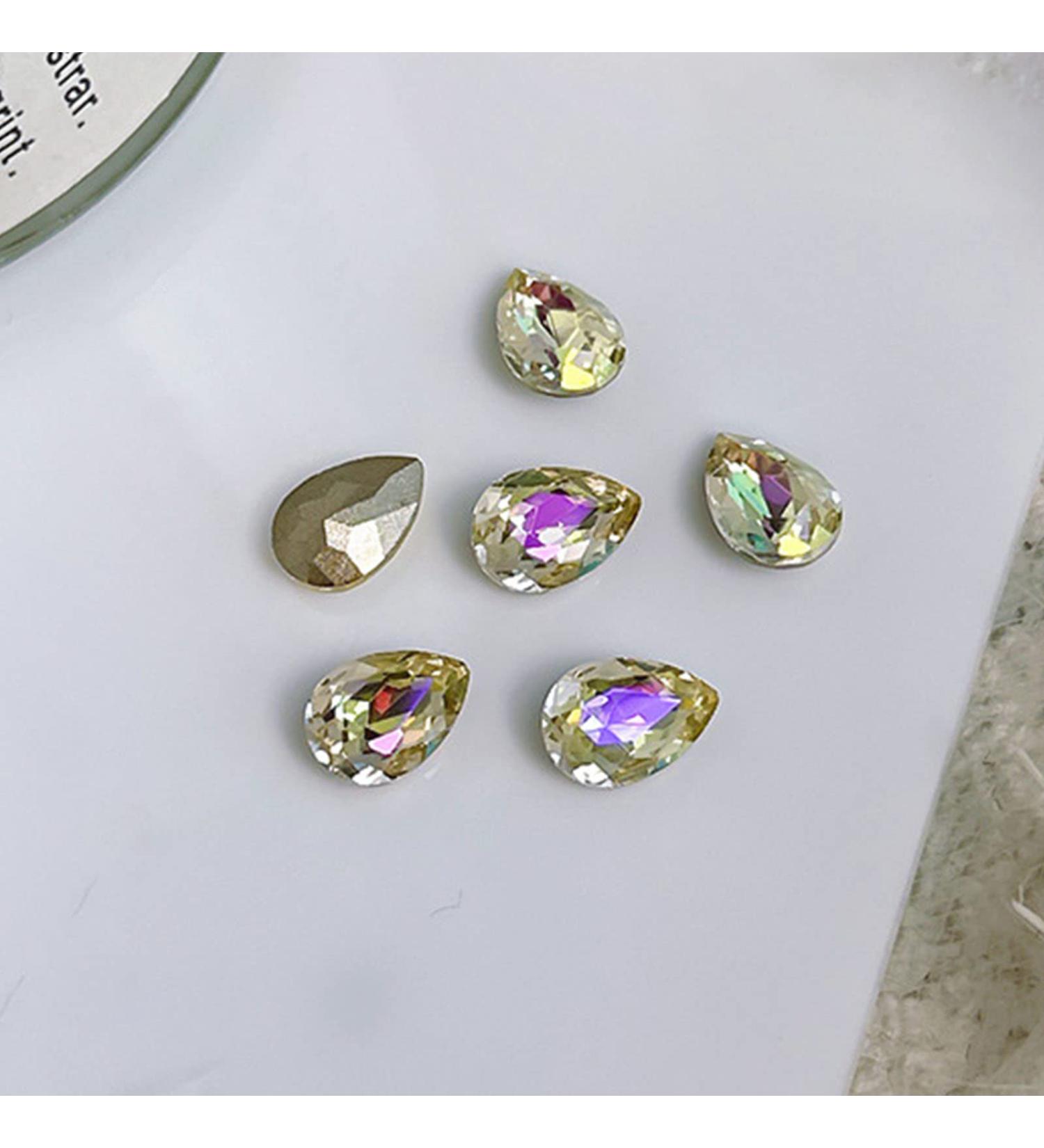FEIlei 10x Water Droplet Nail Charms Pointed Back Nail Art Charm Heart Nail Rhinestones - Buy Online on GoSupps.com