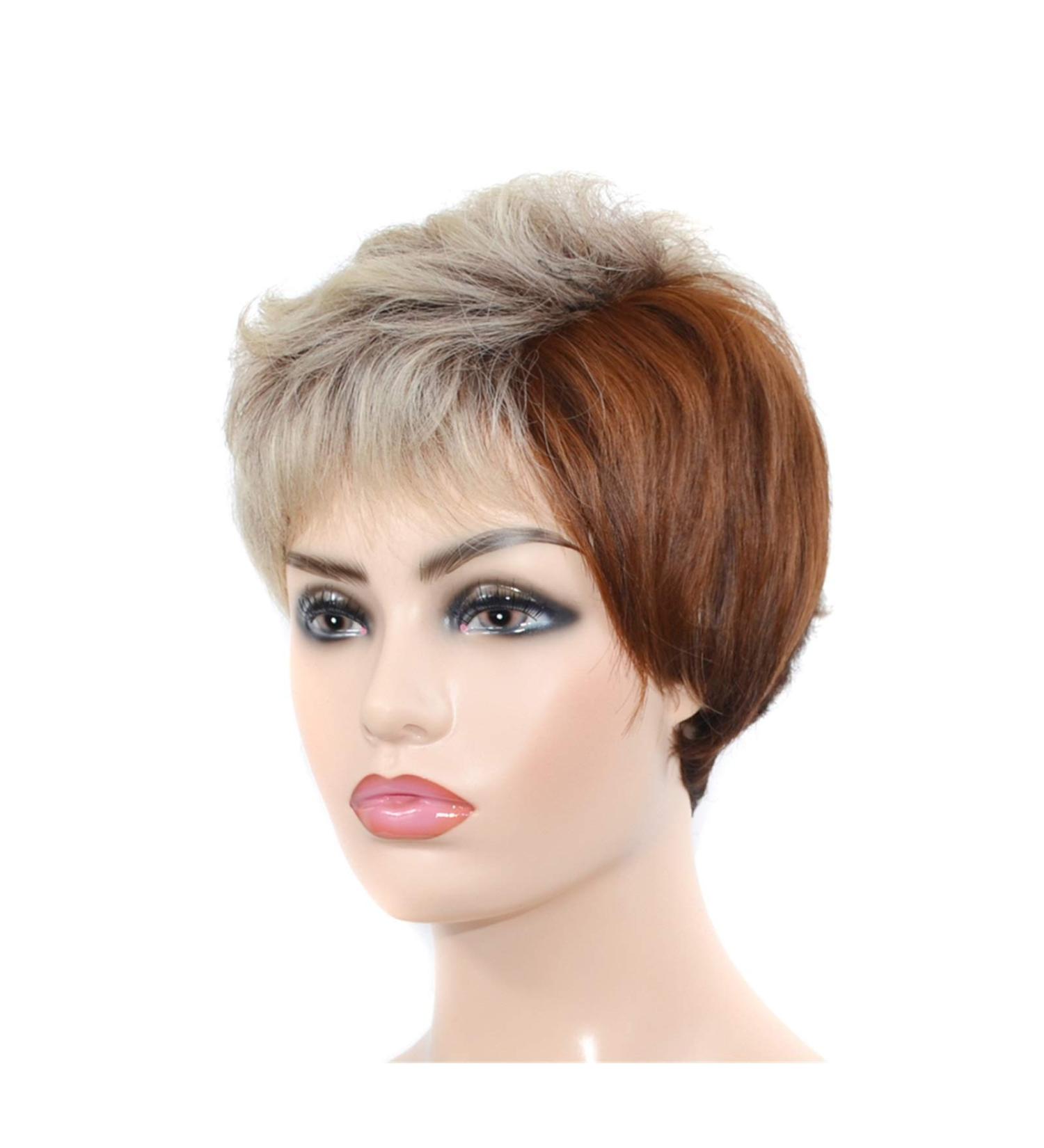 Shop CAIHUASHOPING Short Gradient Pony Wig - Stylish White & Brown 4-Inch Hair Wig for Women - Buy Online on GoSupps.com