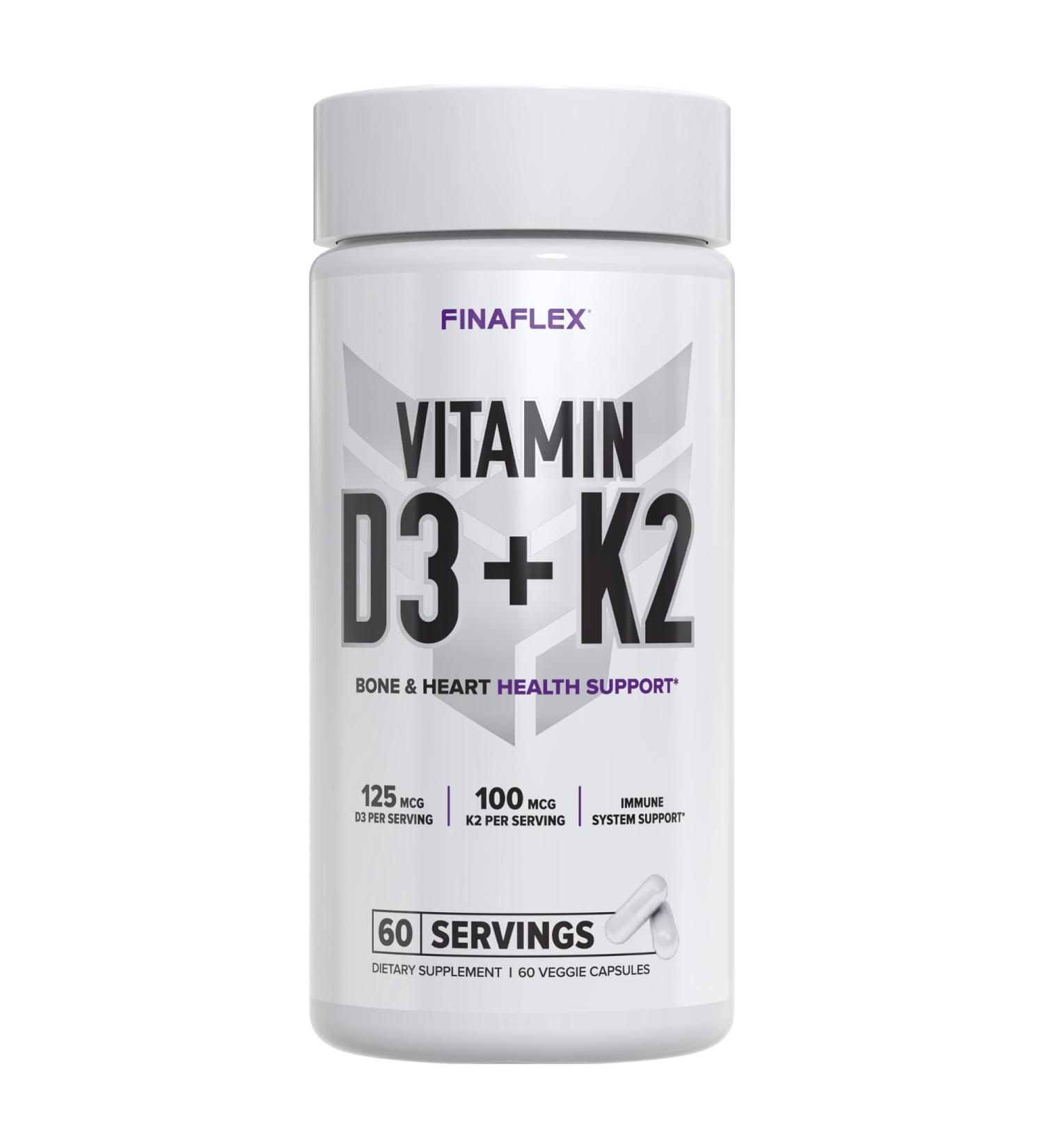 FINAFLEX Vitamin D3 + K2 - Supports Bone & Immune Health - 60 Capsules - 60 Servings - Buy Online on GoSupps.com