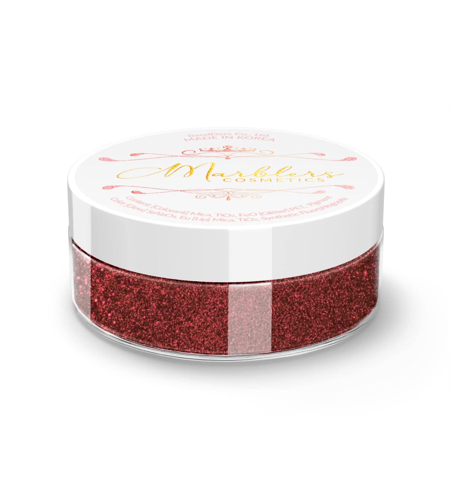 MARBLERS Cherry Pie Glittery Mica Powder 0.14oz | Vegan & Cruelty-Free | Festival Makeup Glitter | Non-Toxic Eyeshadow & Nail Art - Buy Online on GoSupps.com