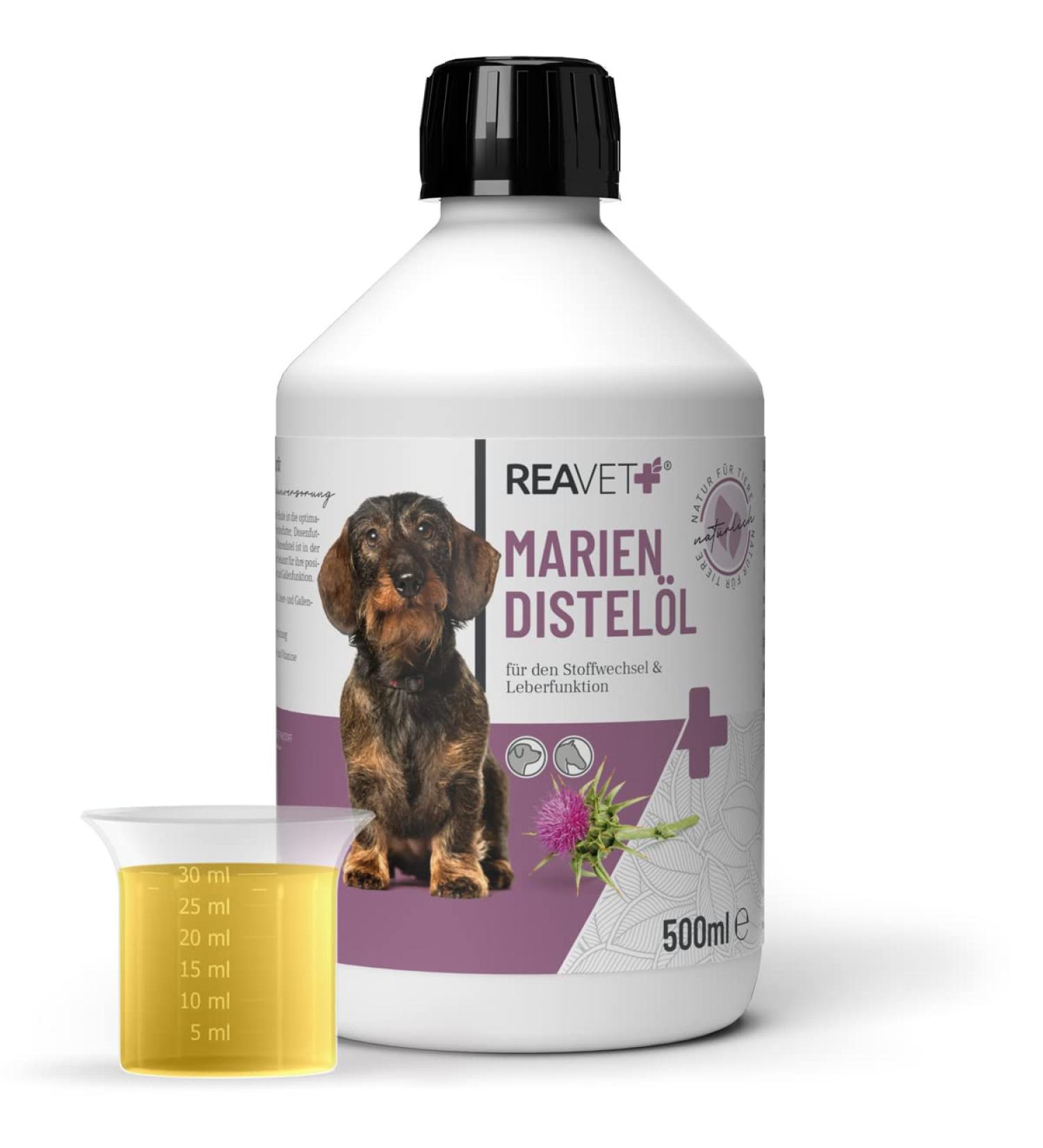 Reavet Mary Thistle Oil for Dogs & Horses 500ml - Premium Quality Rich in Vitamin E Omega-6 & Omega-9 - Ideal BARF Addition - Buy Online on GoSupps.com