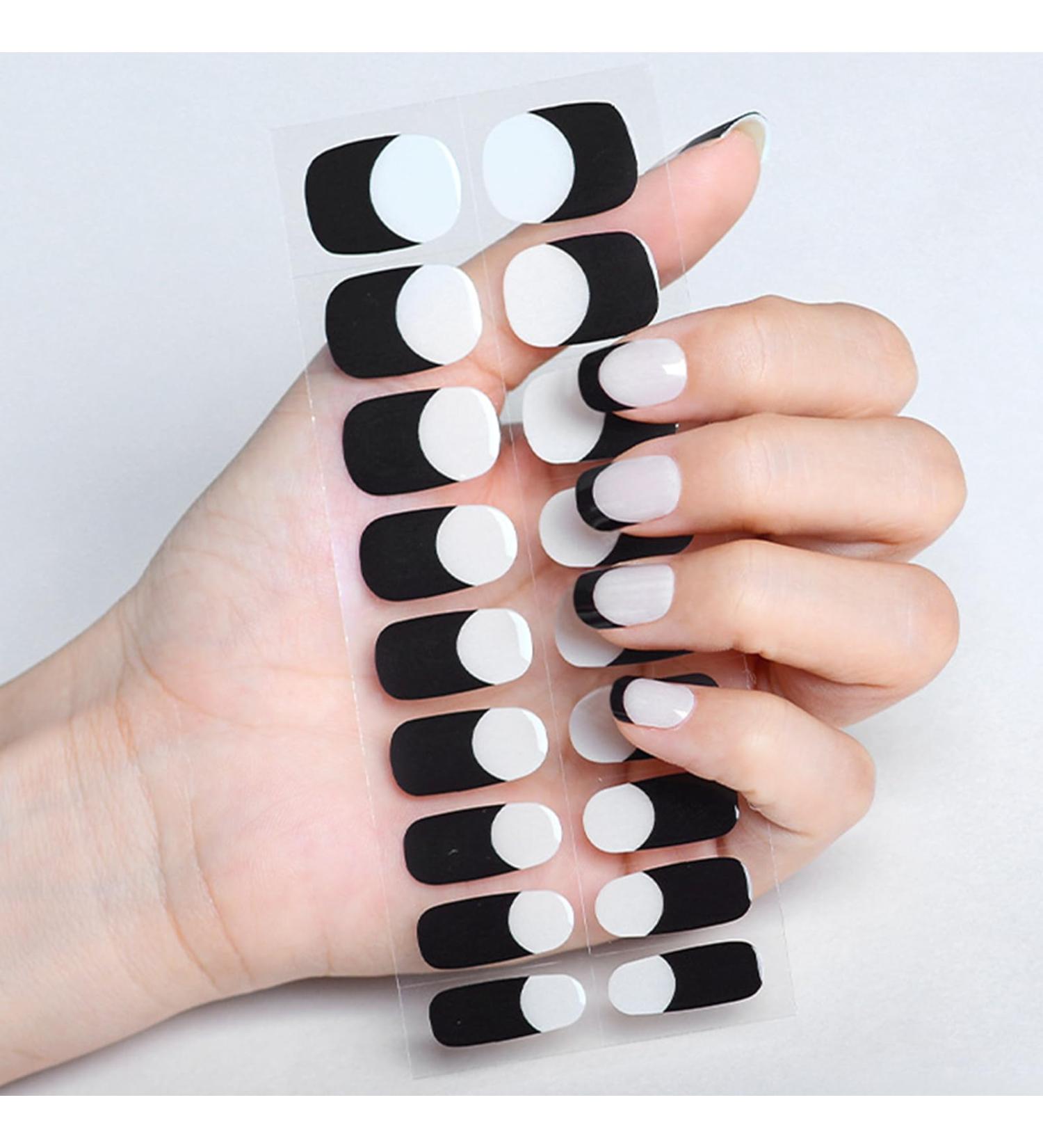 Nail Adhesive Wrap - Semi Cured Gel Nails Strips (Black French Style) - Buy Online on GoSupps.com
