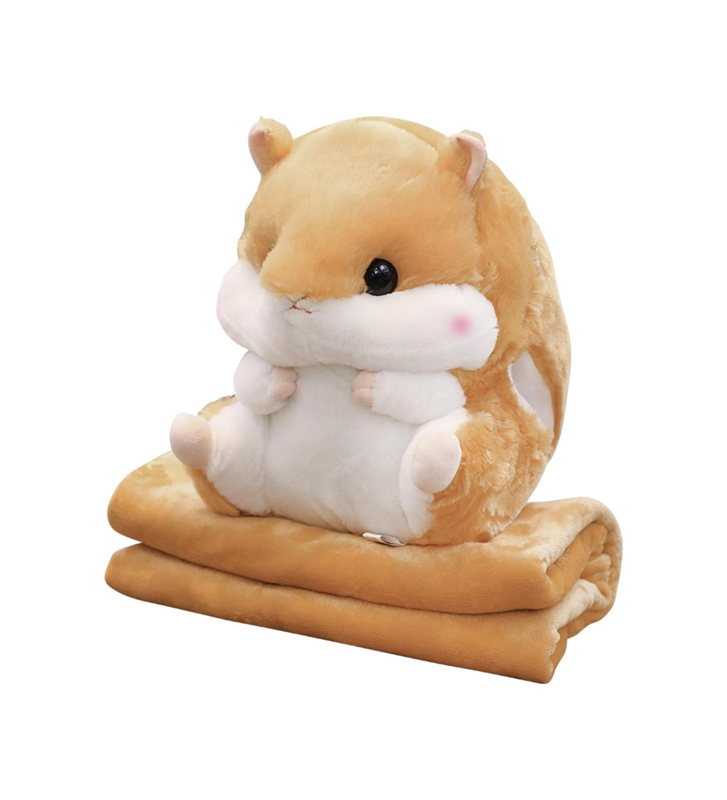 MUZIRI KINOKOO Brown Hamster Plush Pillow Blanket for TV Sofa Office Nap - Soft and Foldable Stuffed Toy Throw Blanket - Buy Online on GoSupps.com