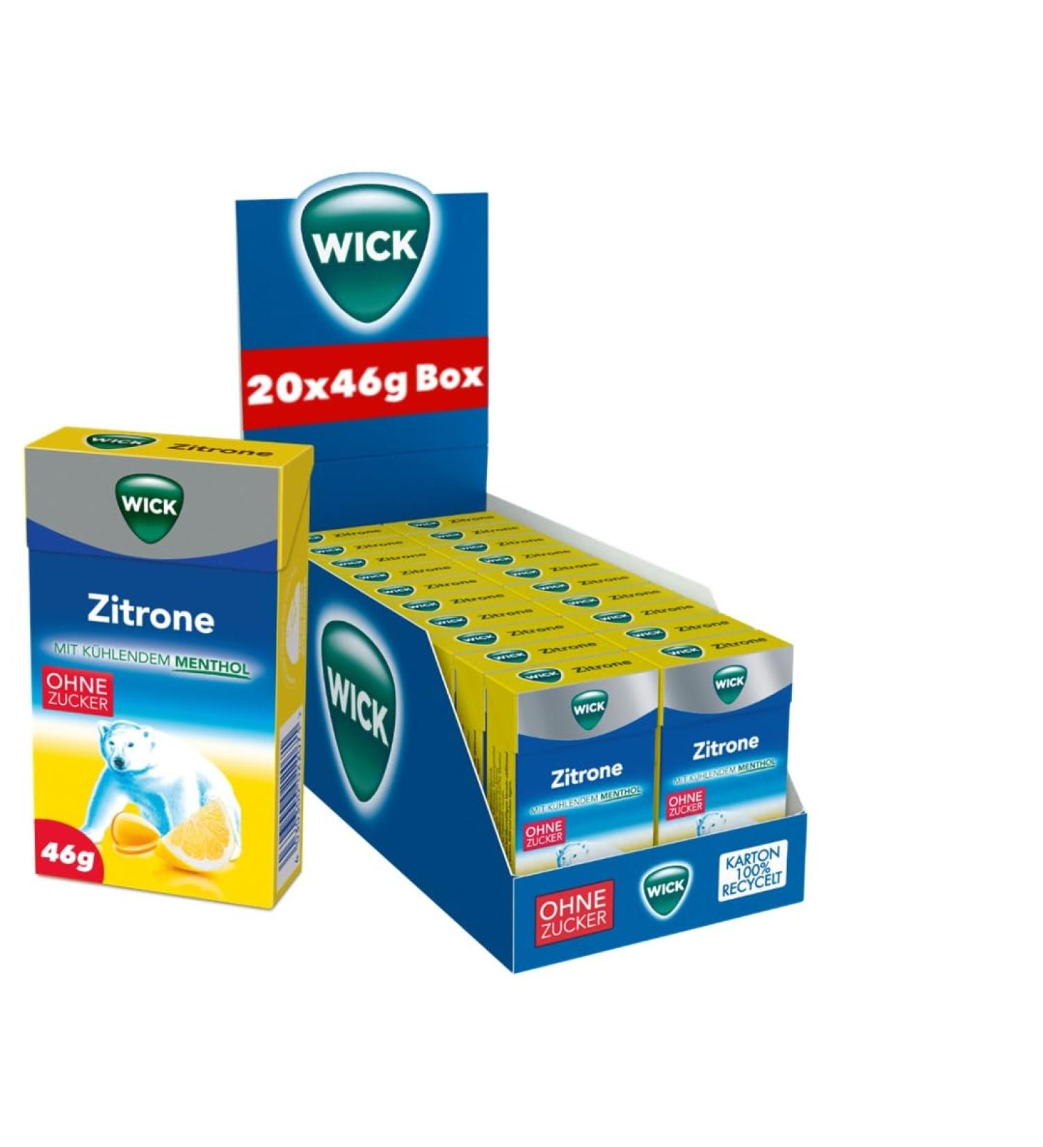 WICK COSENBON SBONS - Sugar-Free Soothing Cough Candy with Lemon & Menthol | Natural Breath Relief - 20 Pack (20 x 46 g) - International Shipping Available - Buy Online on GoSupps.com