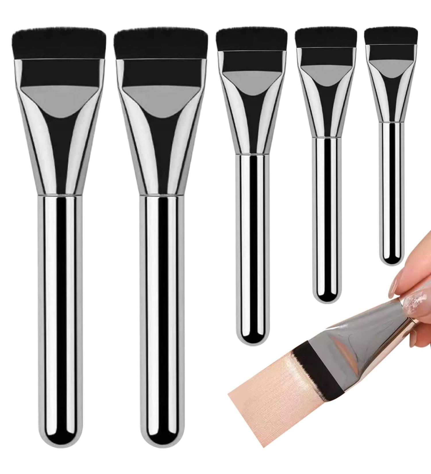 Flat Foundation Brush 5Pcs Liquid Foundation Brush Streak-Free Flat Makeup Brush Ultra Thin Concealer Brush for Liquid Cream Foundation Powder Buffing Blending Flat Brush - Buy Online on GoSupps.com