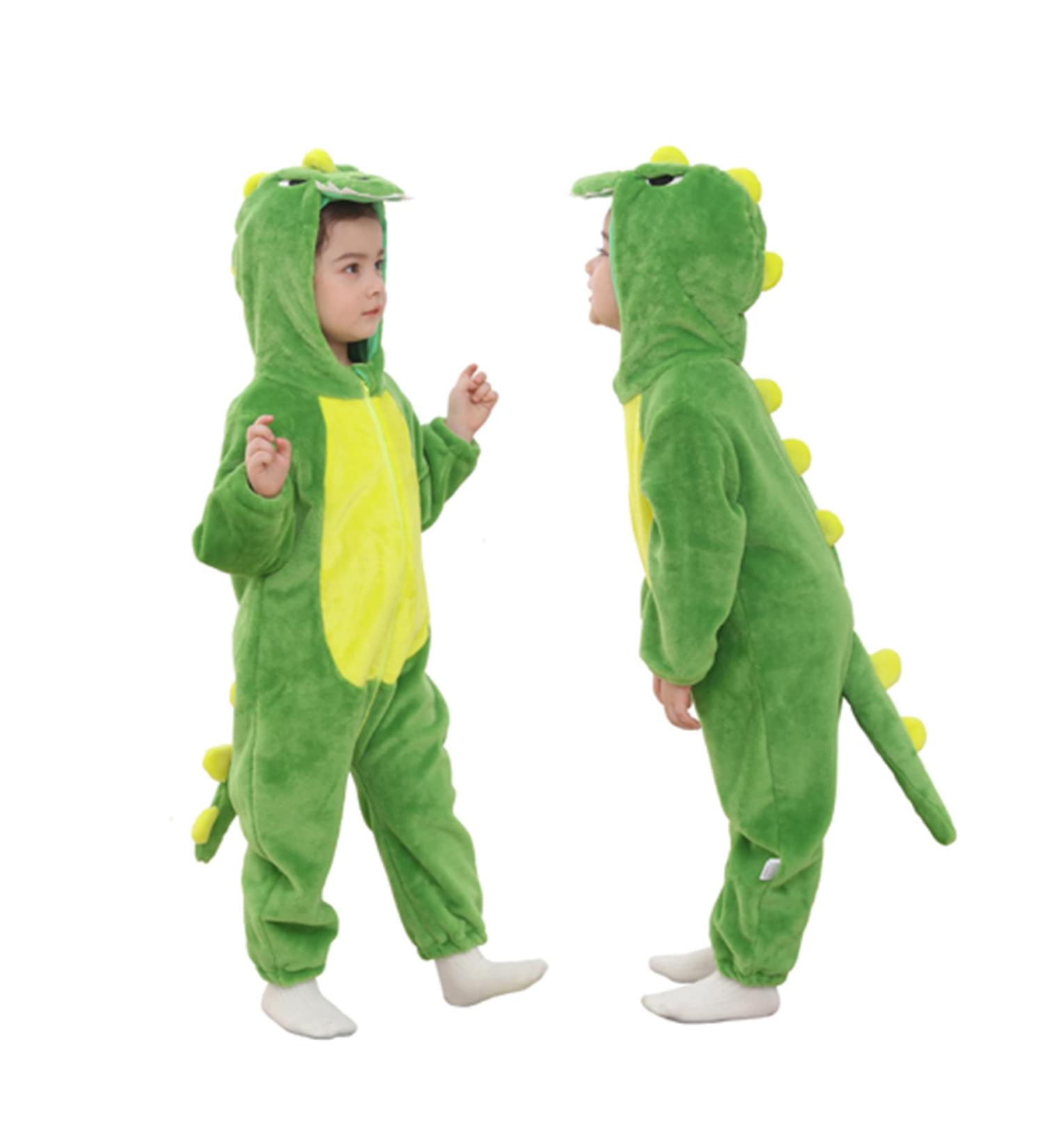 Doladola Baby Cartoon Animal Hooded Onesie Pajamas - Green Dinosaur | 0-3 Months - Buy Online on GoSupps.com