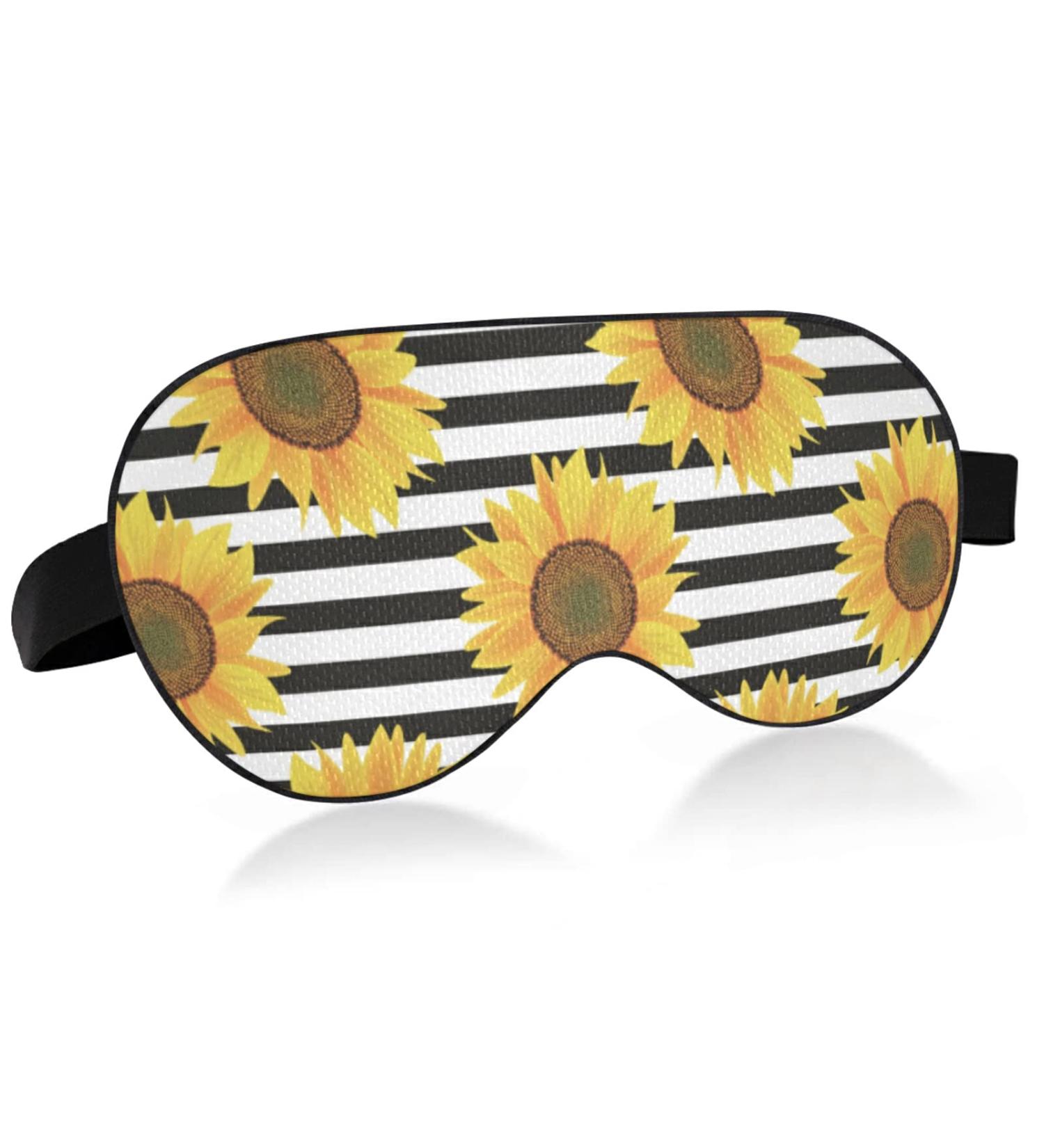 Sunflower Black Stripe Sleep Mask | Blindfold Blackout Cooling Eye Mask with Elastic Strip | for Men & Women | 1 Count - Buy Online on GoSupps.com
